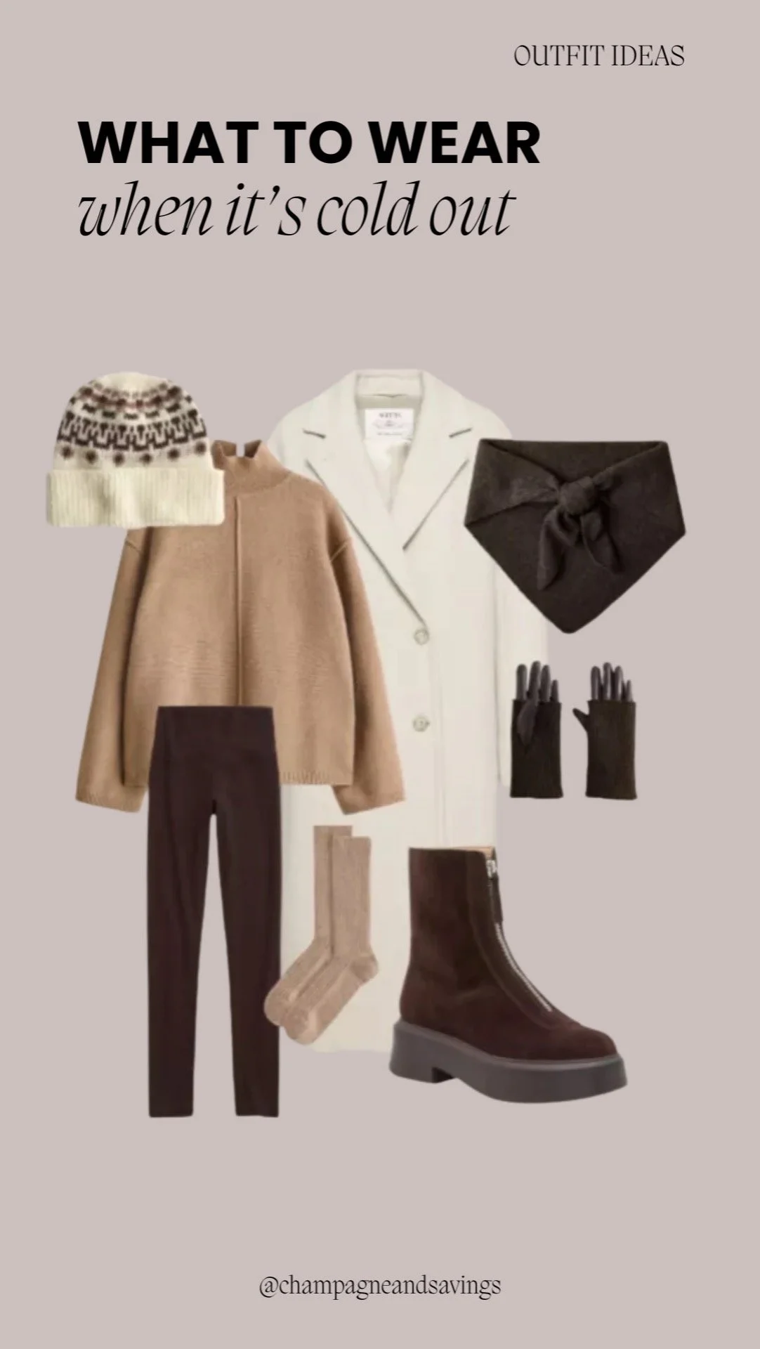 Neutral Winter Outfit With Cozy Accessories
