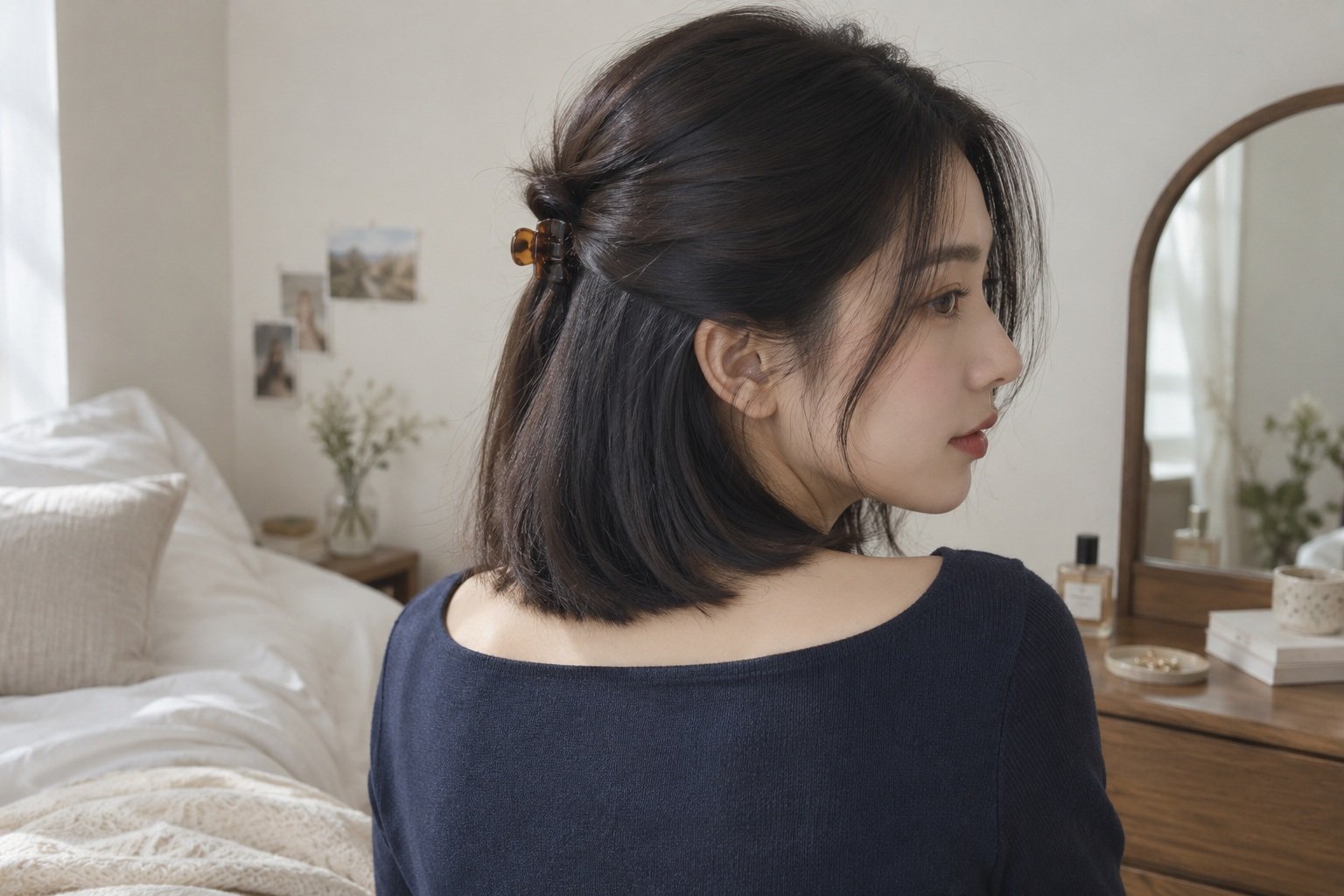 Image featuring a Half-Up Mini Claw Clip as a cute, easy hairstyle.