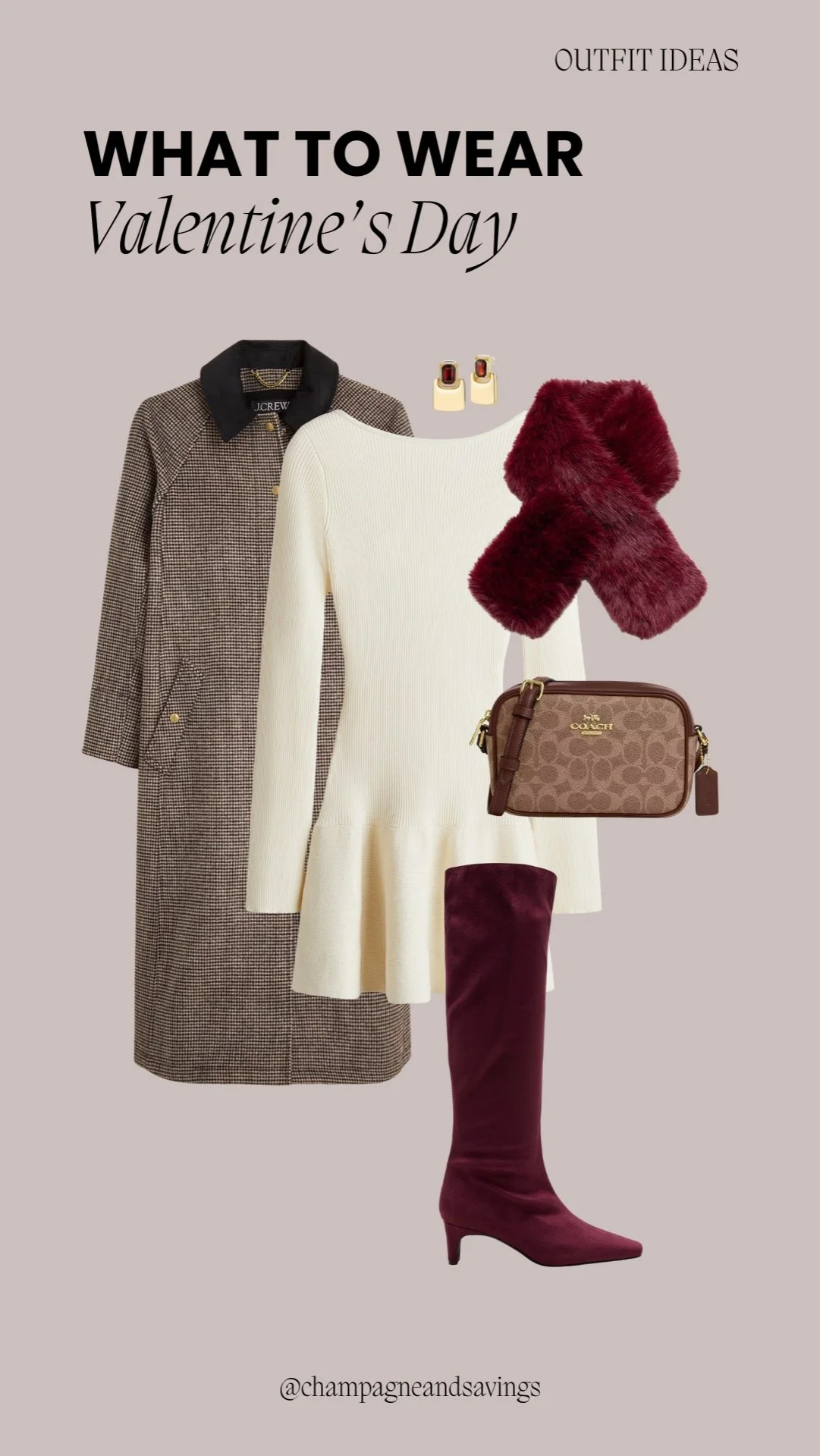 Cozy romantic winter Valentine’s Day outfit featuring chic cold-weather layers for a stylish and intimate look.