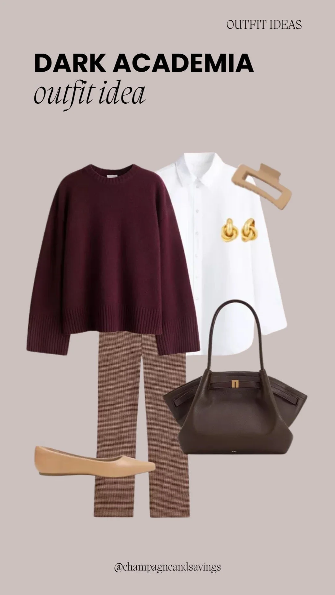 Burgundy Sweater and Check Pants