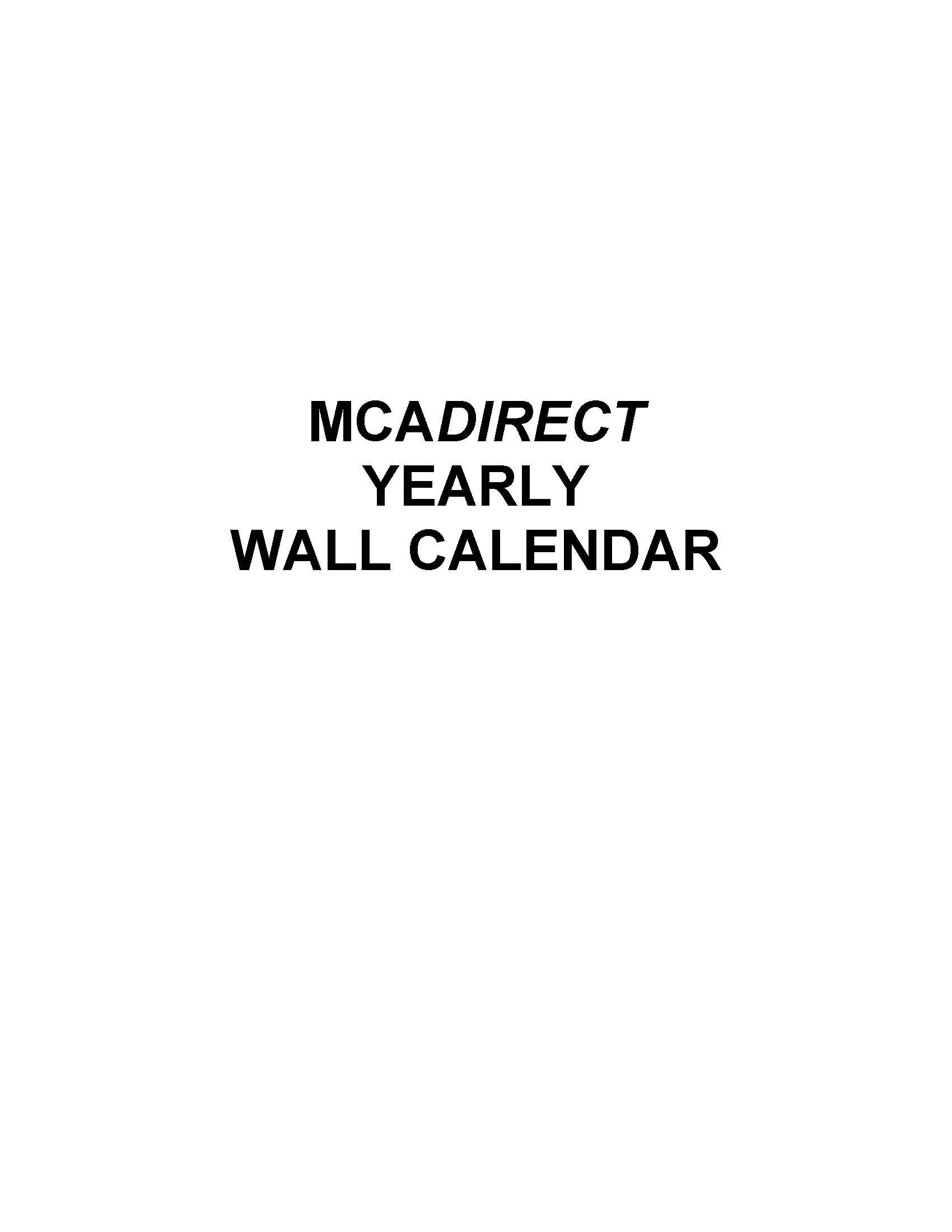 MCA Direct — Yearly Wall Calendar
