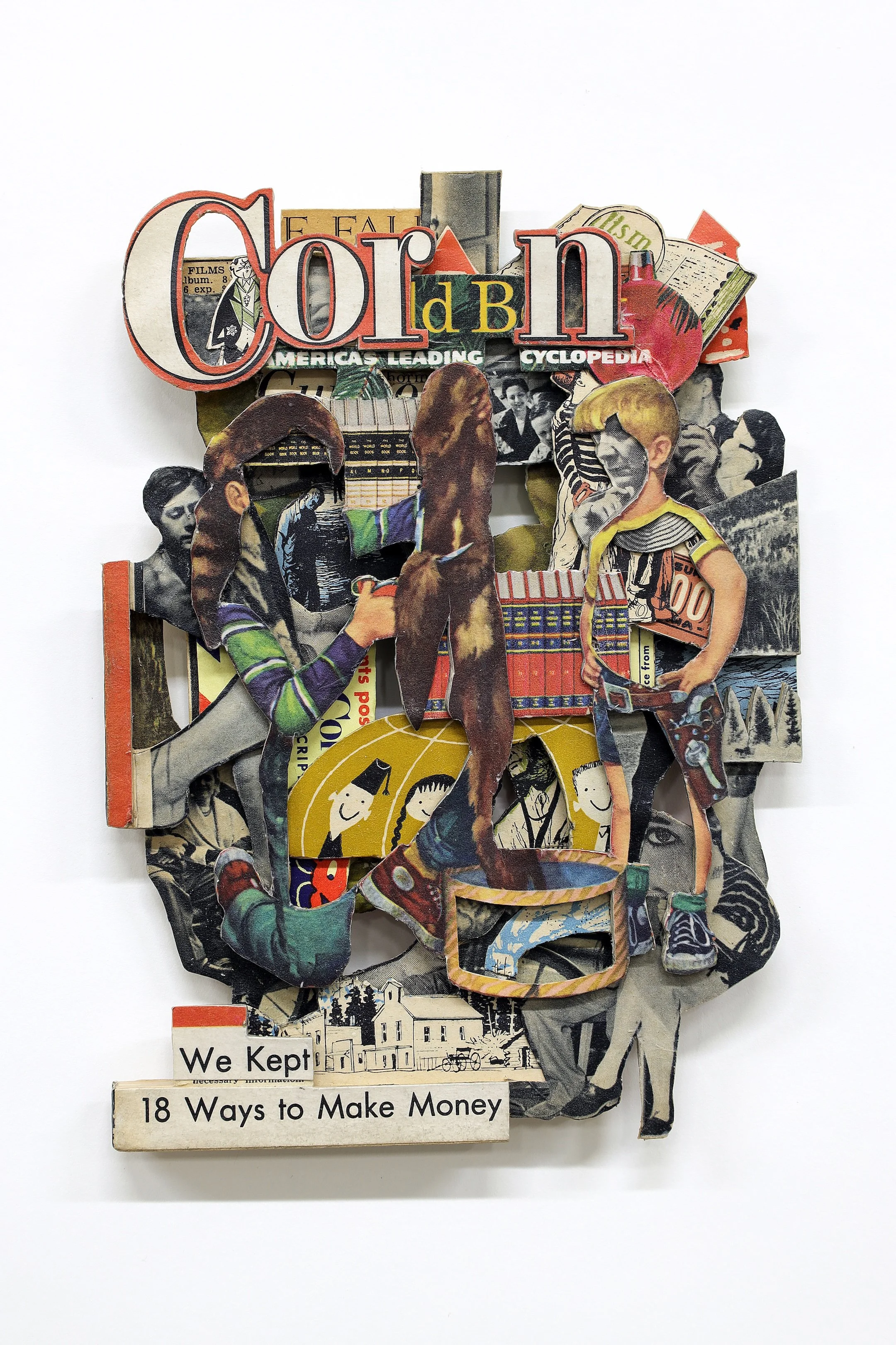 18 Ways to Make Money 2025, vintage magazine, acrylic varnish, 7.5 x 5.375 x .25 inches