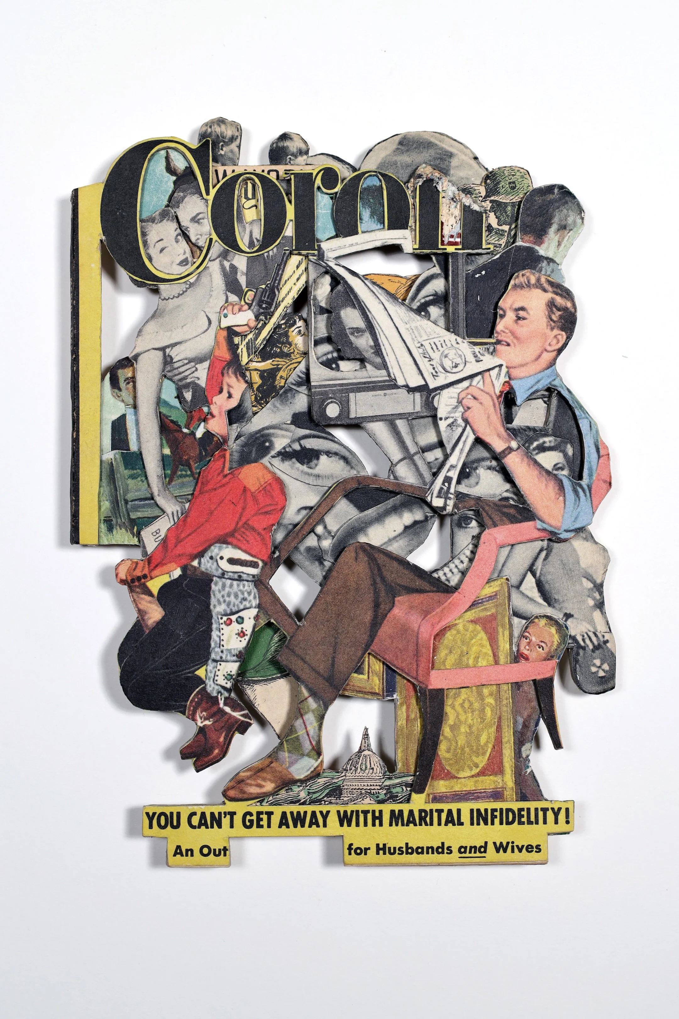 An Out 2020, vintage magazine, acrylic varnish, 7.375 x 5.375 x .25 inches