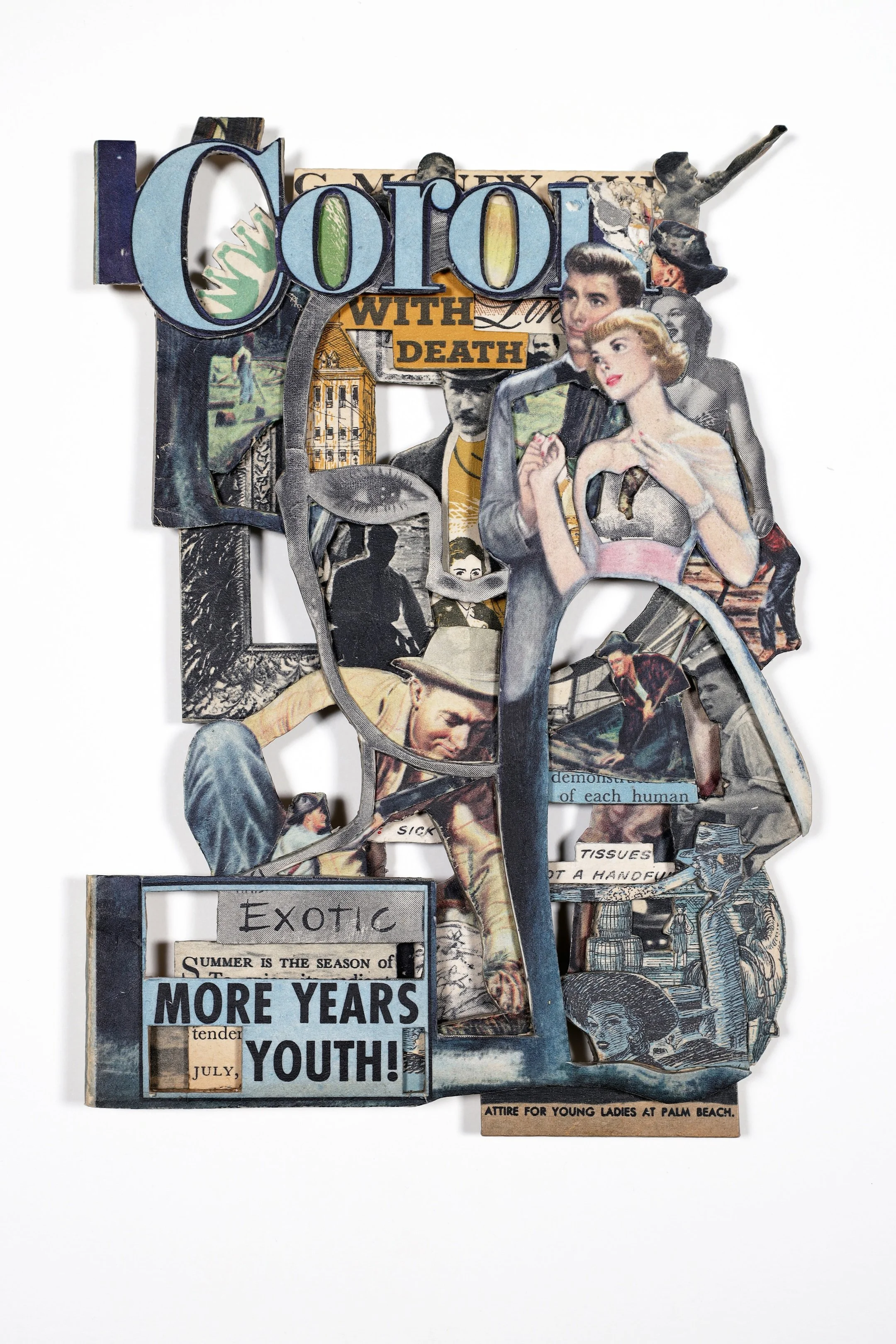 Exotic 2020, vintage magazine, acrylic varnish, 7.5 x 5.375 x .25 inches