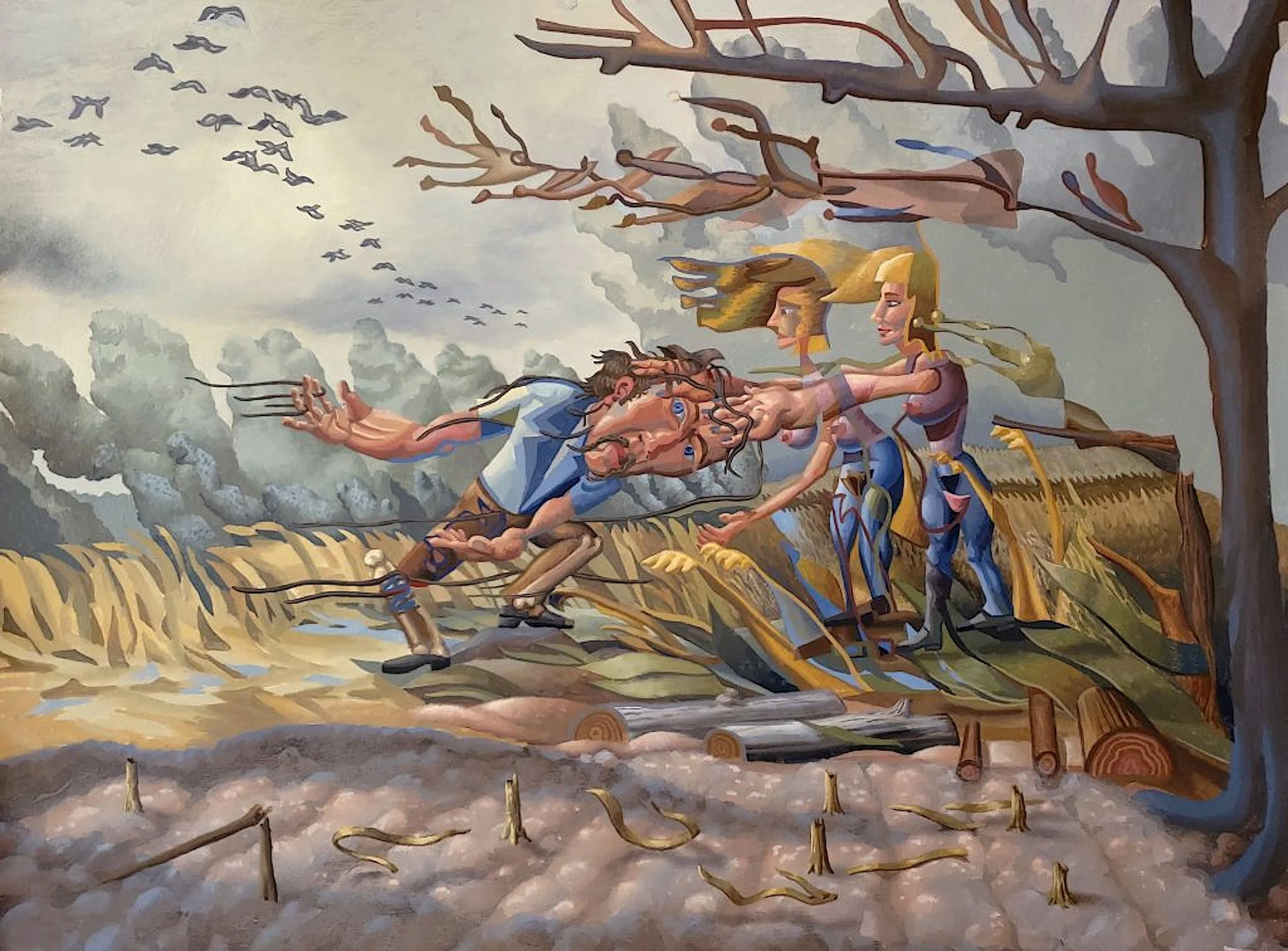Against the Wind, 2017, acrylic on paper on panel, 22x30.jpg