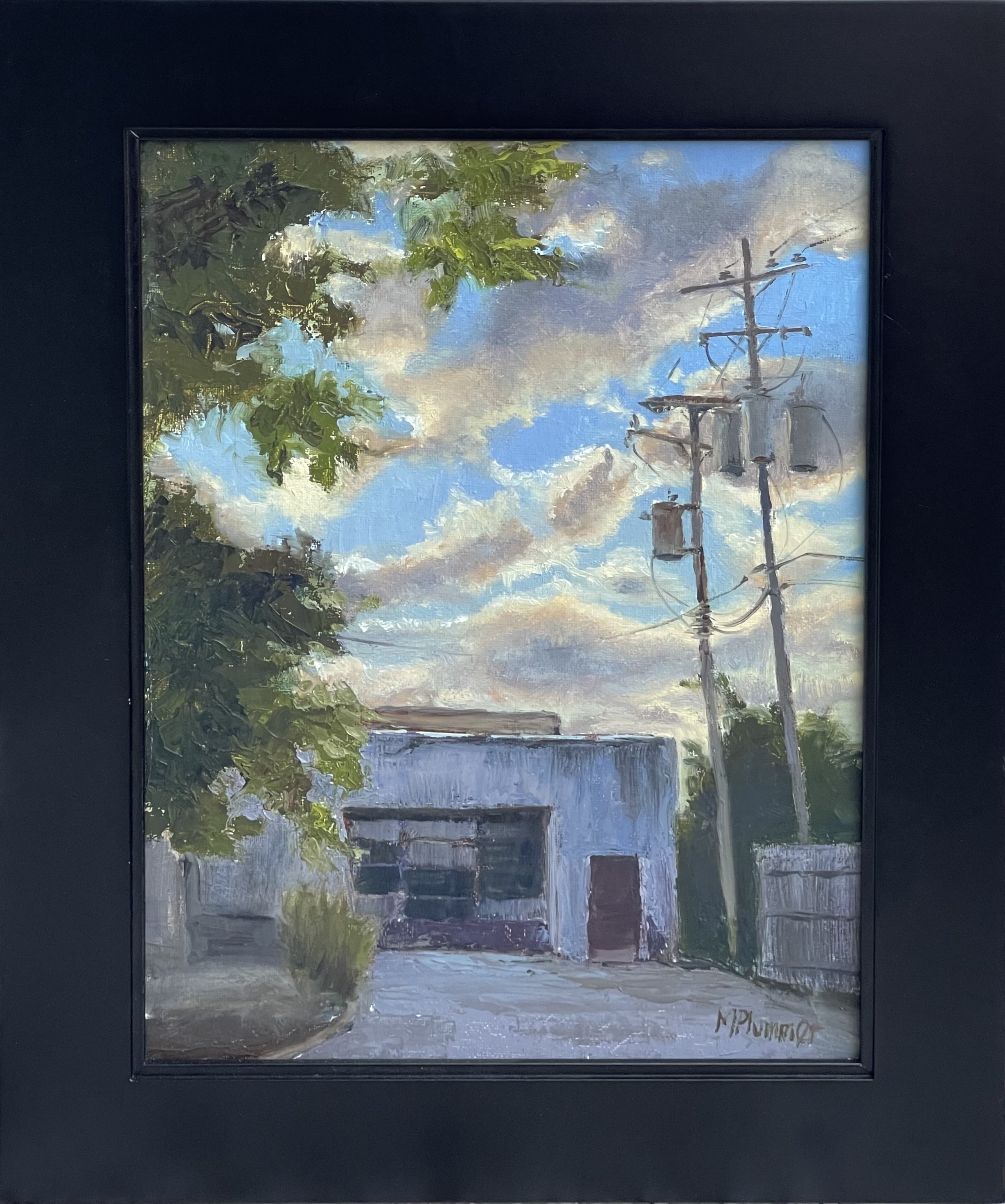 back garage at sunrise, 12x9, oil on canvas panel.jpeg