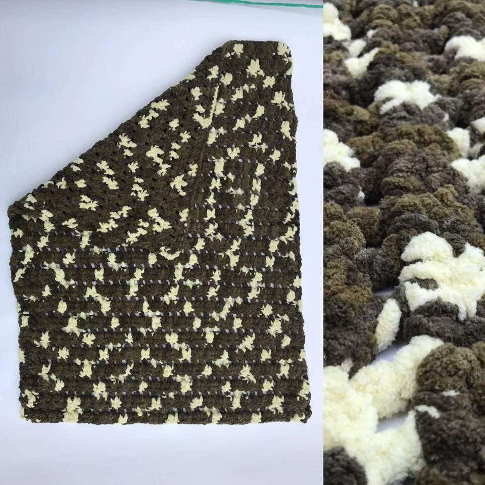 Camo, Green, Brown, Tan Crocheted Baby Blanket