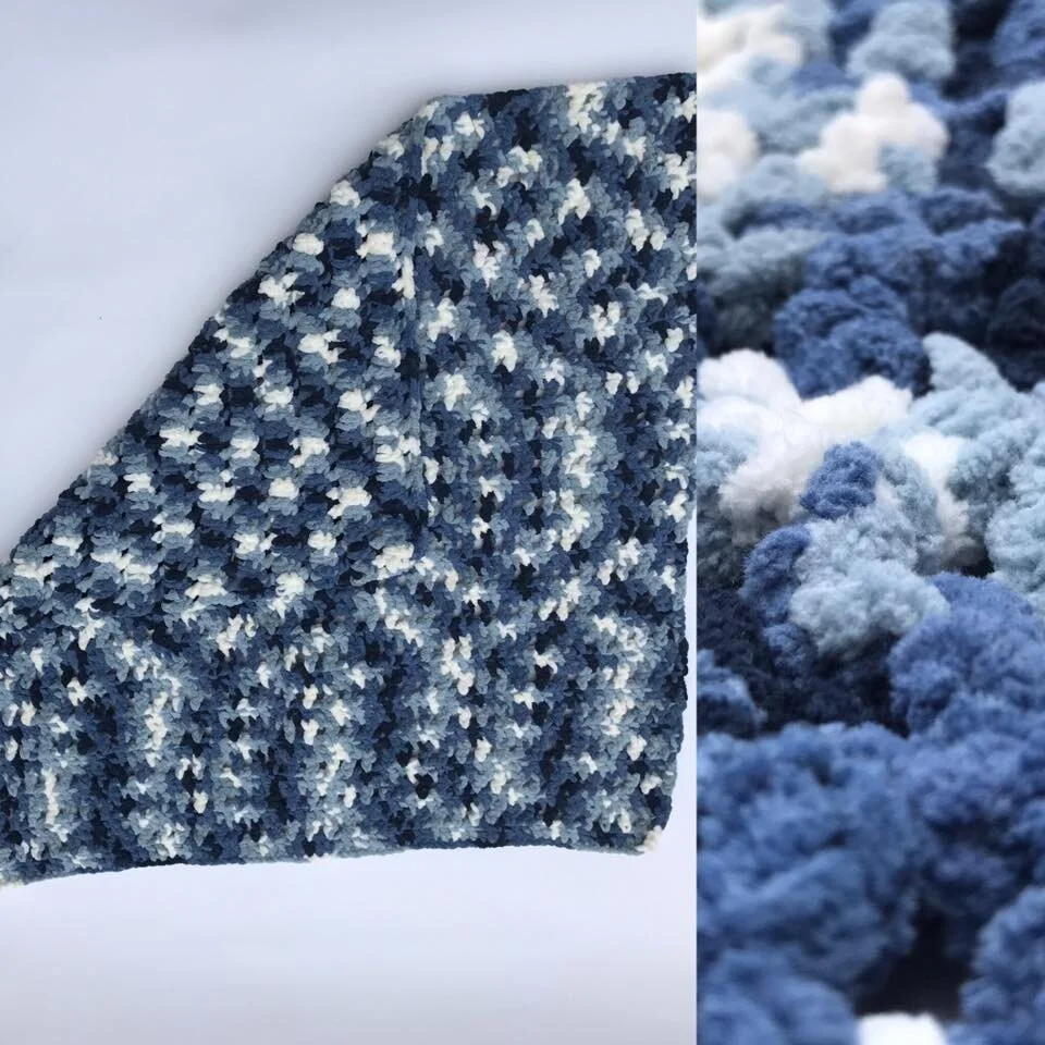 Blue Crocheted Baby Blanket