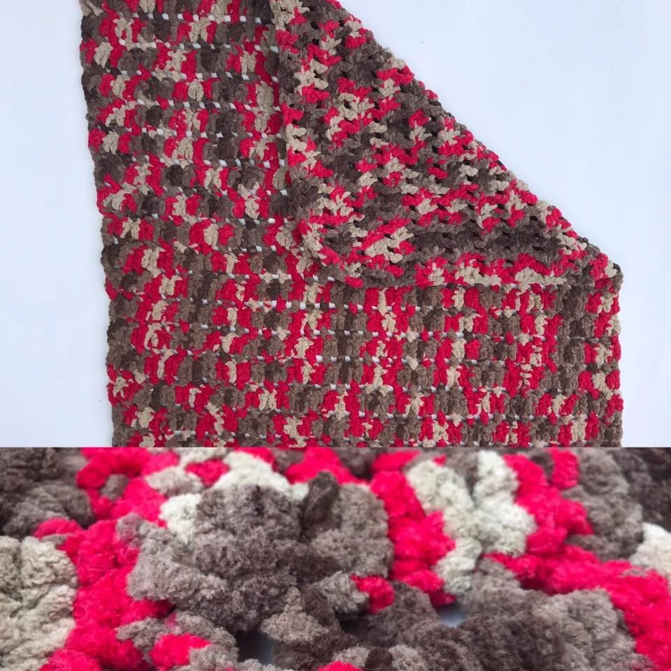 Red and Brown Crocheted Baby Blanket