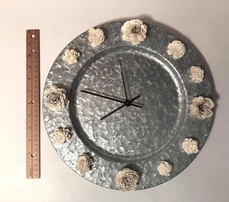 Galvanized Wood Flower Clock