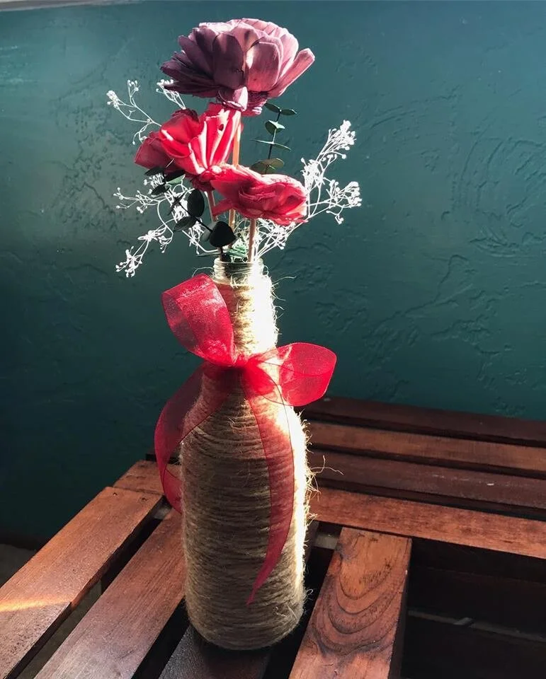 Wood Flower Bottle