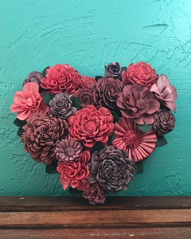 Wood Flower Heart
