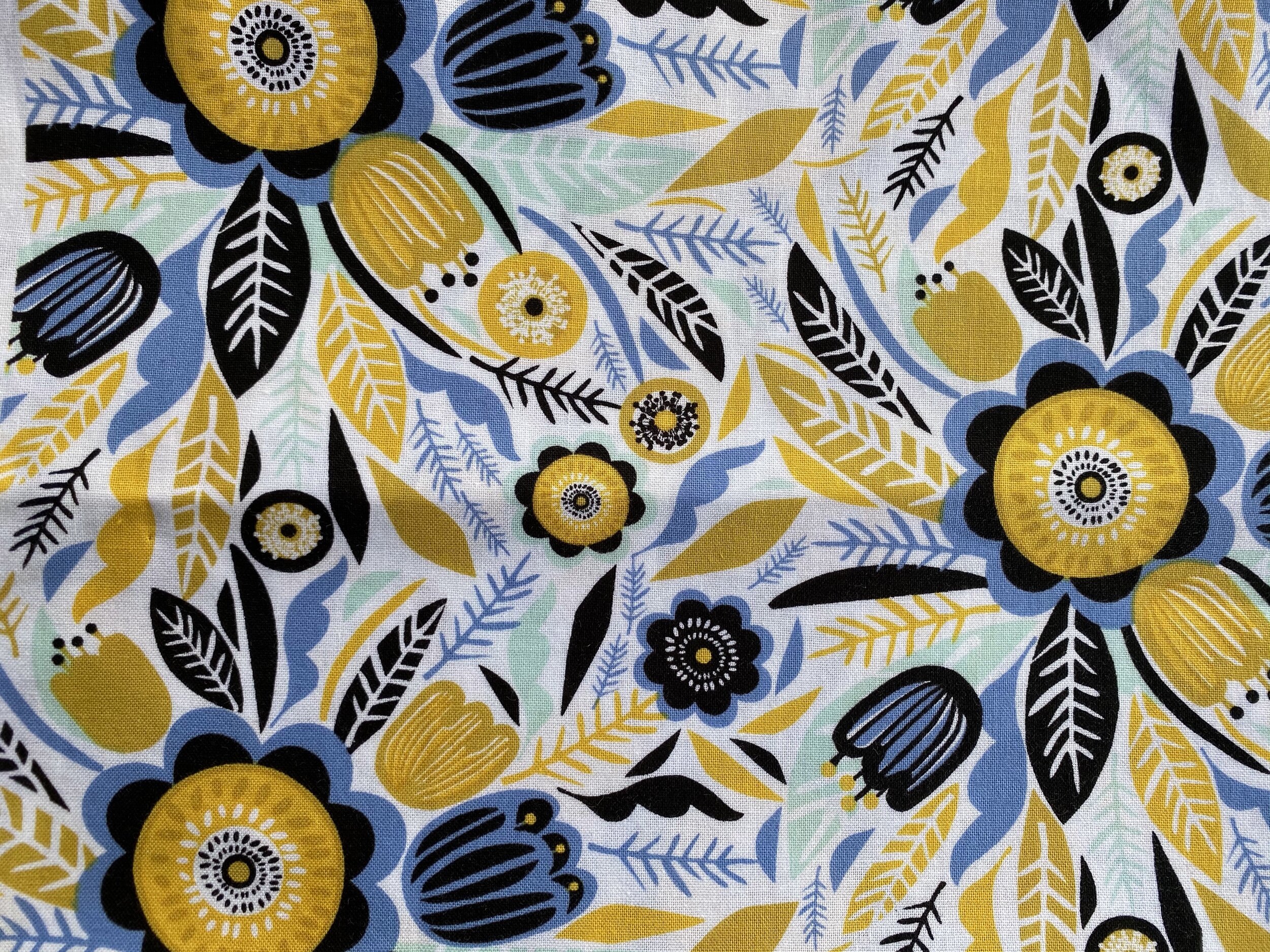 Blue and Gold Vintage Flowers