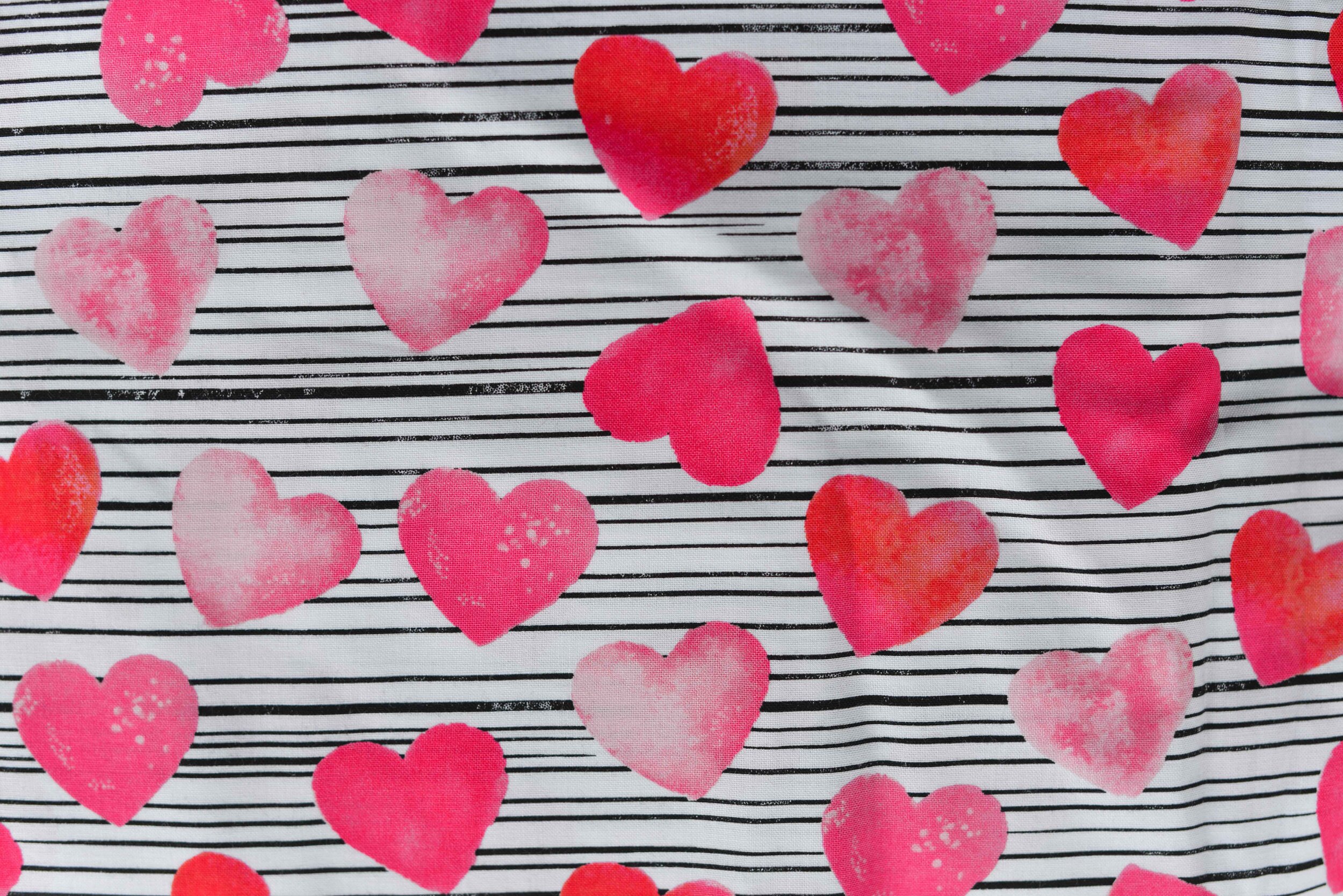 Pink Hearts with Black Lines