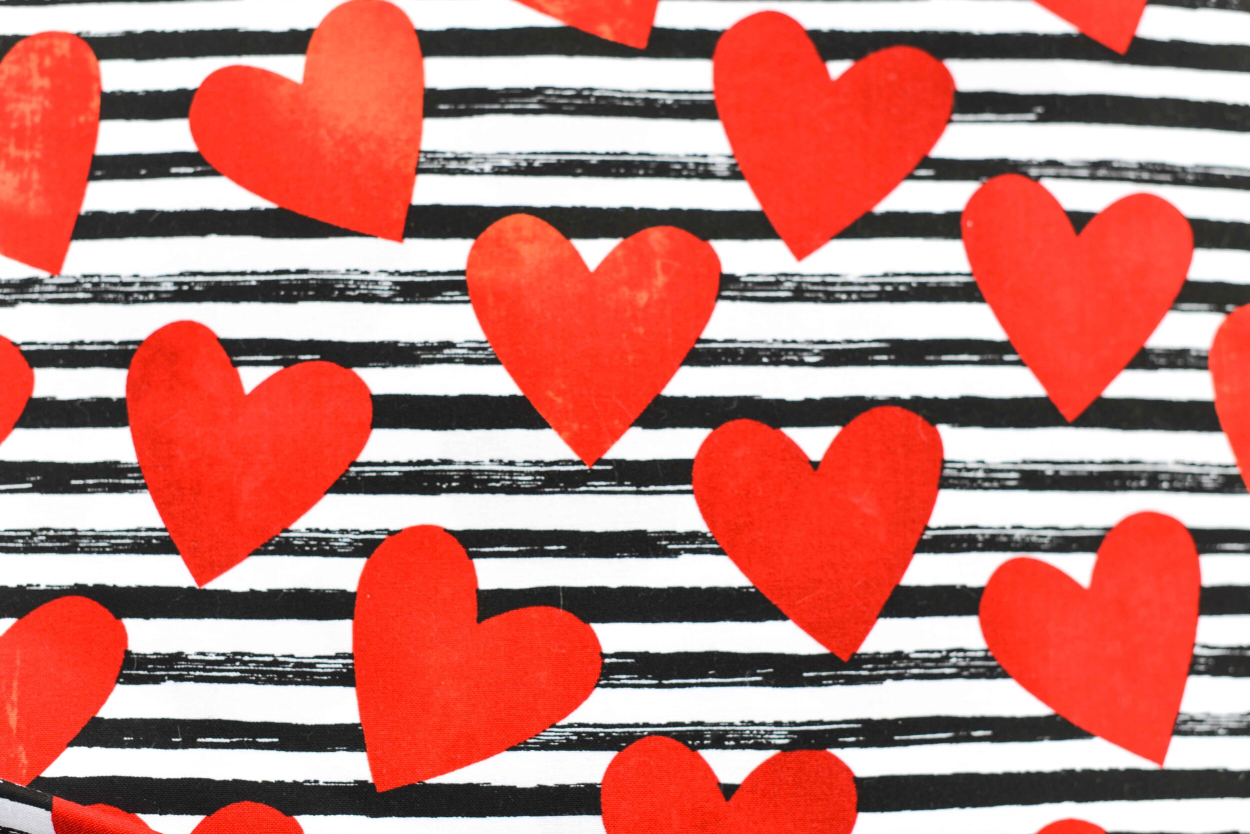 Red Hearts with Black Stripes