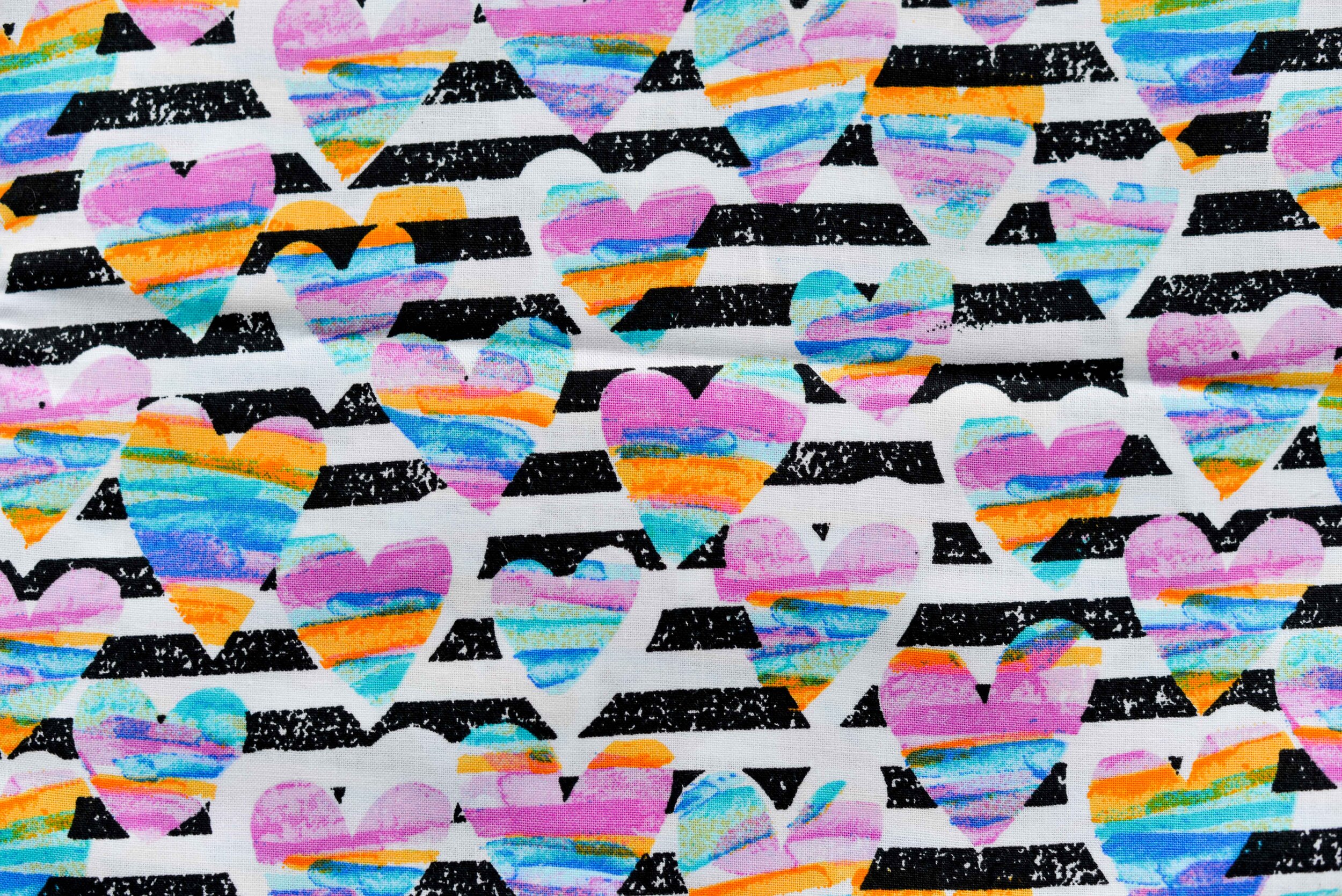 Water Color Hearts with Black Stripes