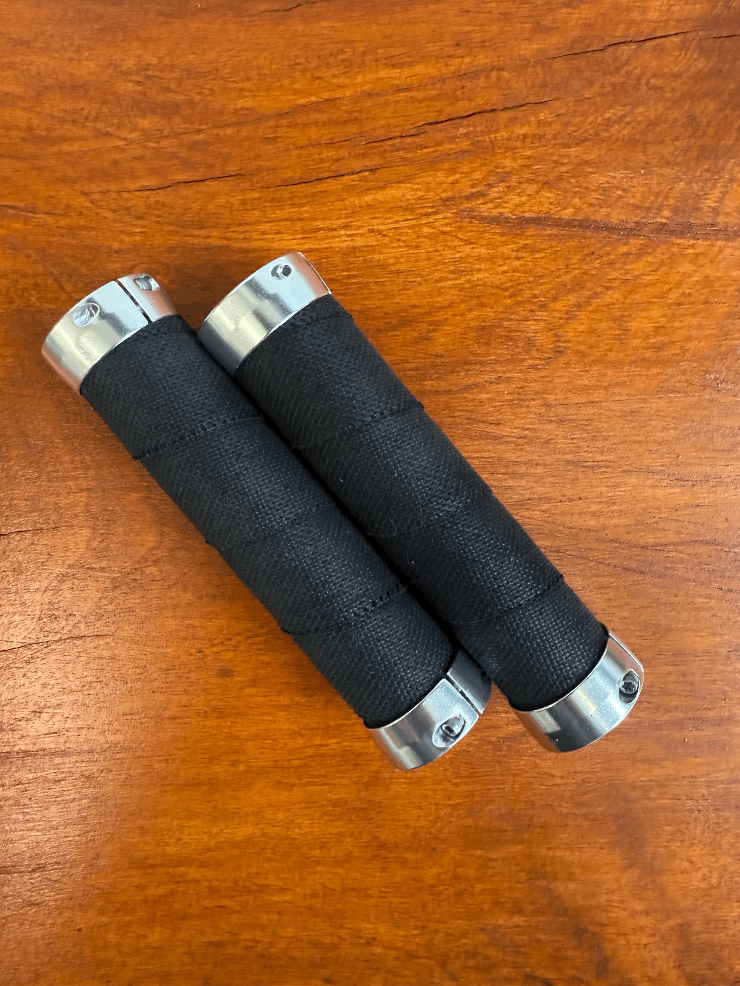 Brooks Slender Leather Grips -  Black & Chrome, 130mm