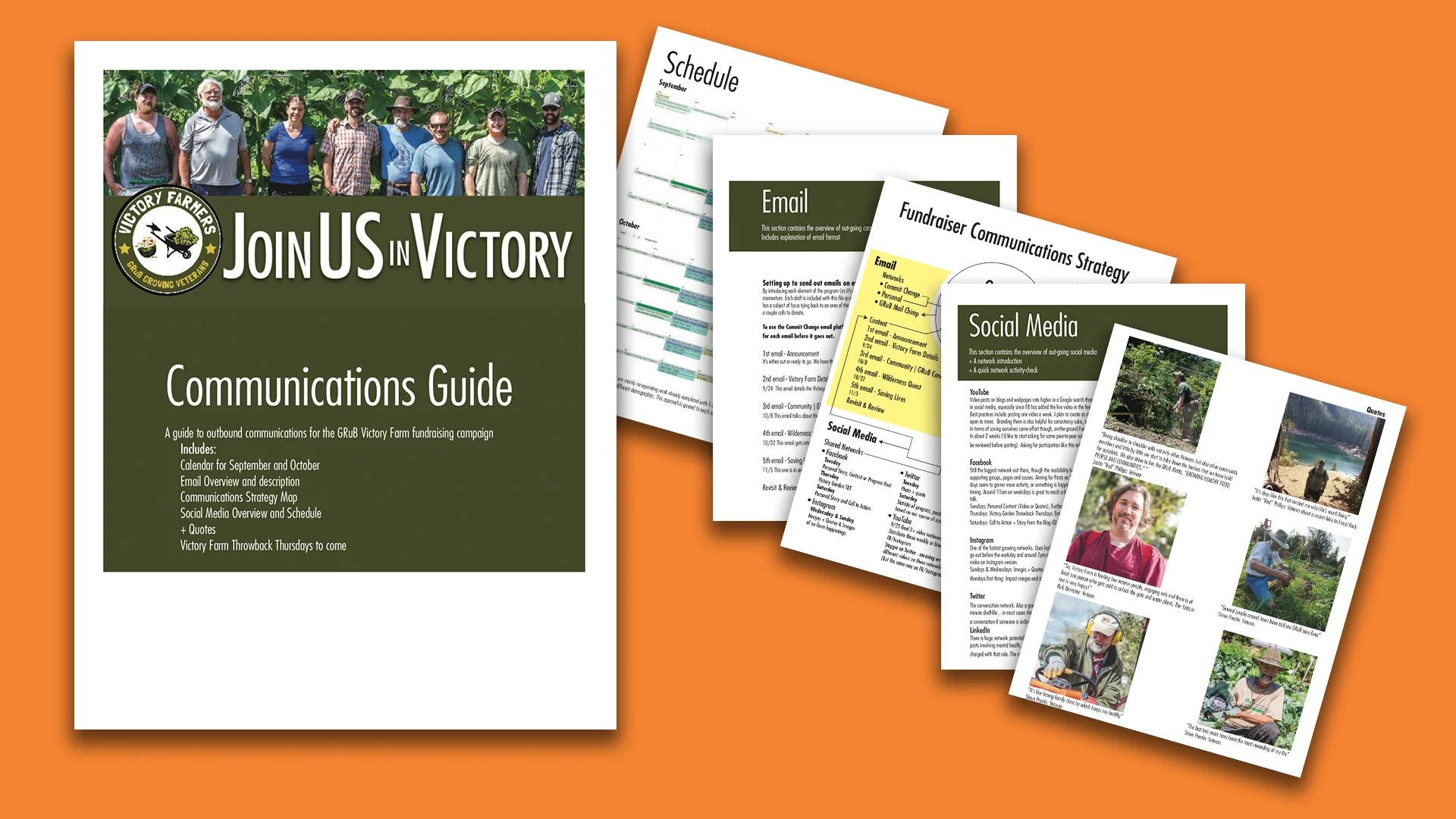 Communications Guide detailing outreach efforts, photos paired with the project proposal language drafted by the project director.