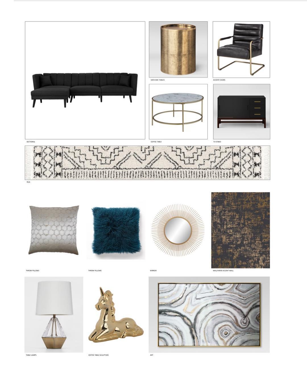 Brainstorming ideas for a new teen lounge! #okcinteriordesigner #hayleyholmaninteriors #interiordesign #teenlounge #blackandwhite #glam #brainstorming