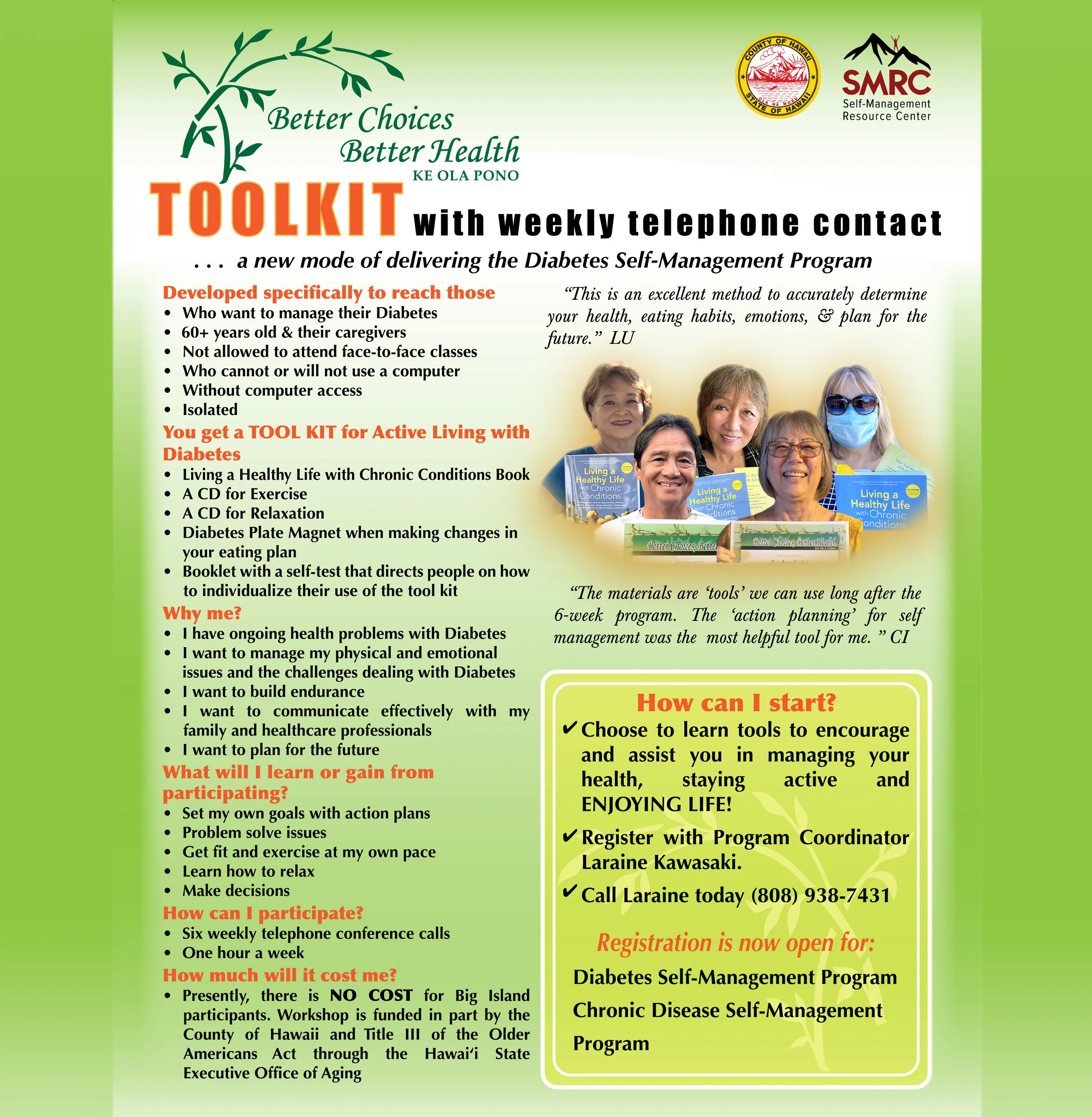 BCBH Living Well with Diabetes (Mailed Toolkit w/ Weekly Call)