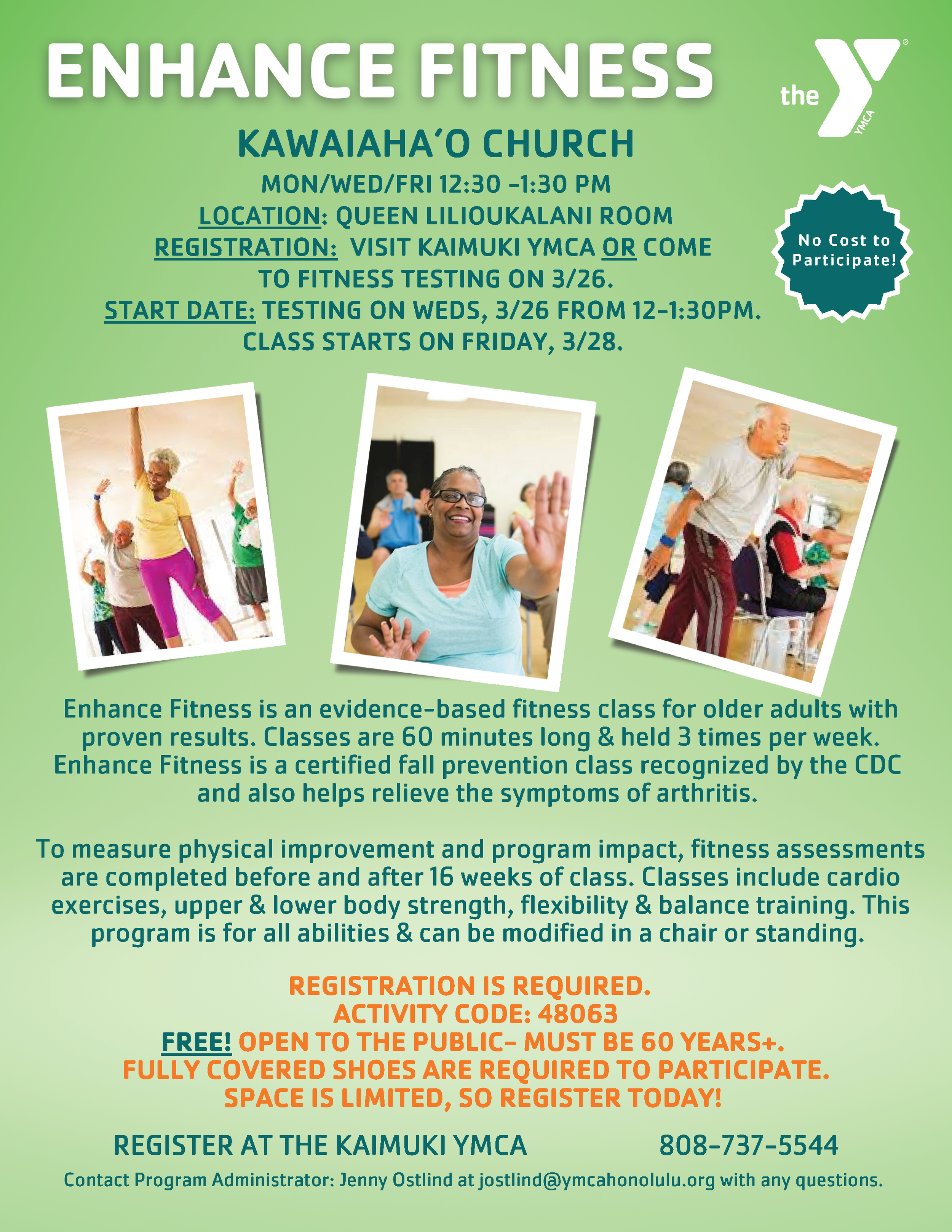 Fitness Testing! YMCA of Honolulu and Kawaiaha‘o Church brings EnhanceFitness for Kūpuna