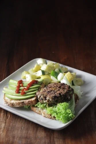 Grinder's Open Face Vegan Burger