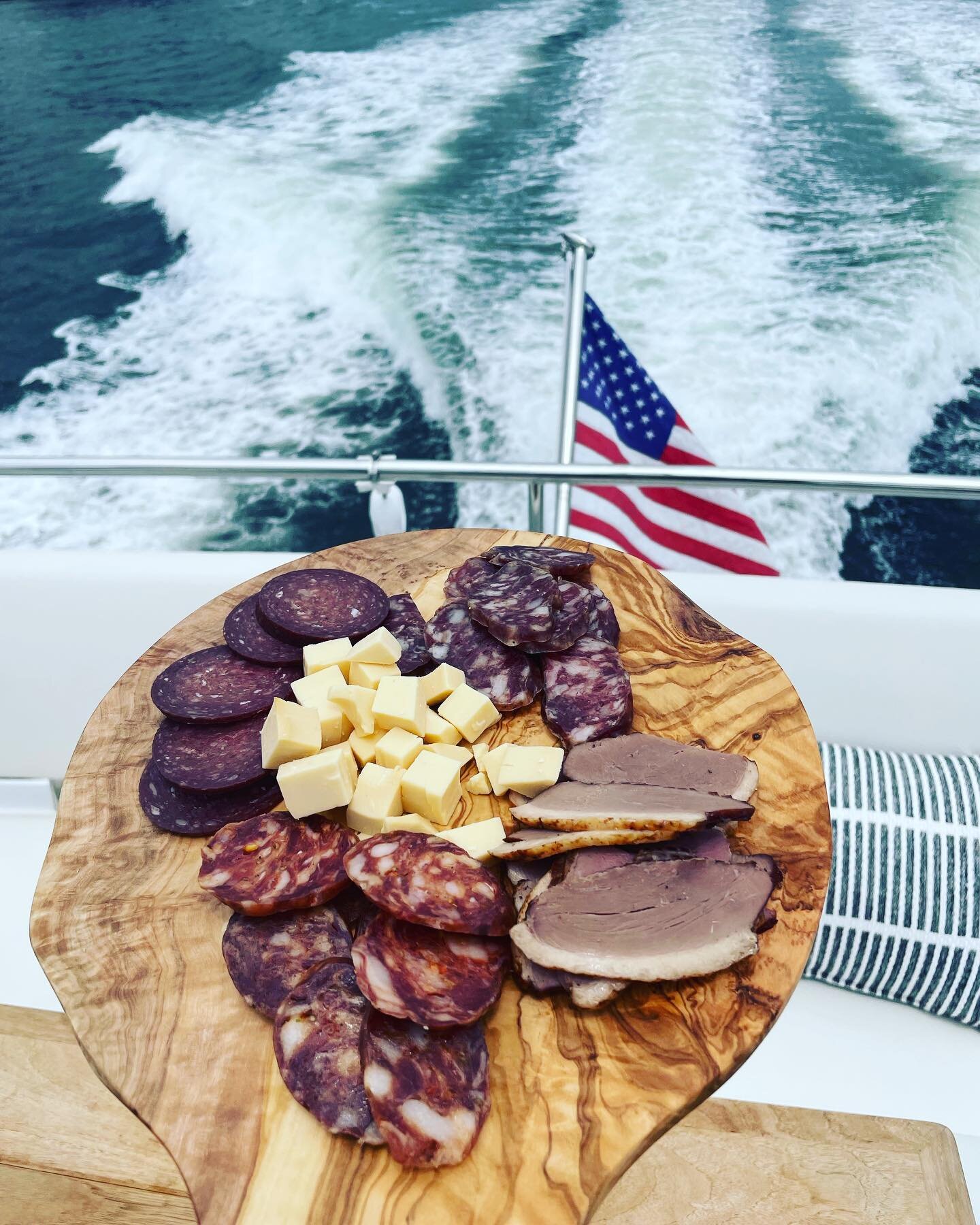 @larchmont.charcuterie is on the 7 seas! ⛴🌊! #larchmont #larchmontcharcuterie #saucisson #saucissonsec #boat #boatlife #boating #smokedduck #cheese #charcuterie #charcuterieboard