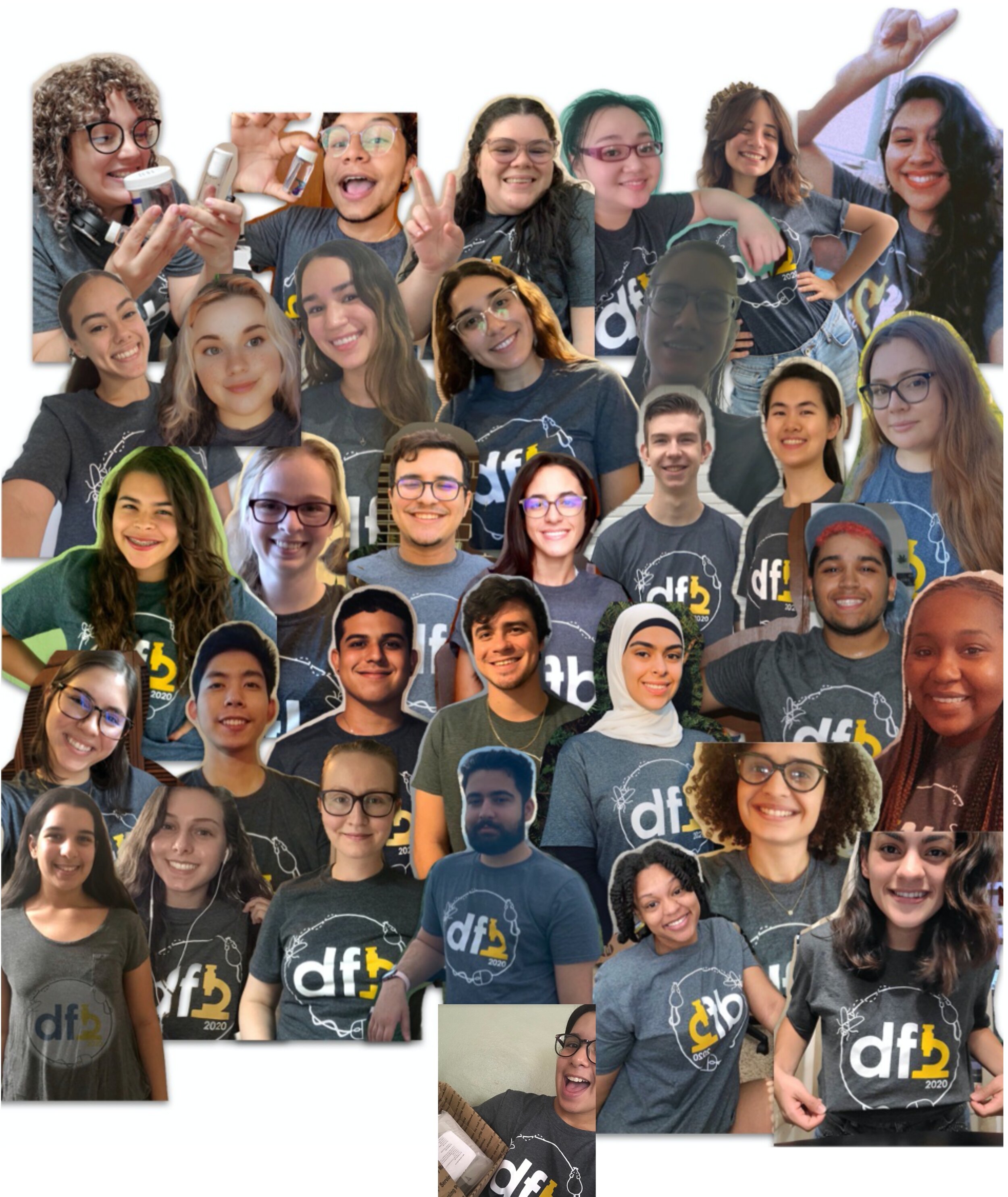  A collage of the 2020 cohort in their DFB T-shirts 