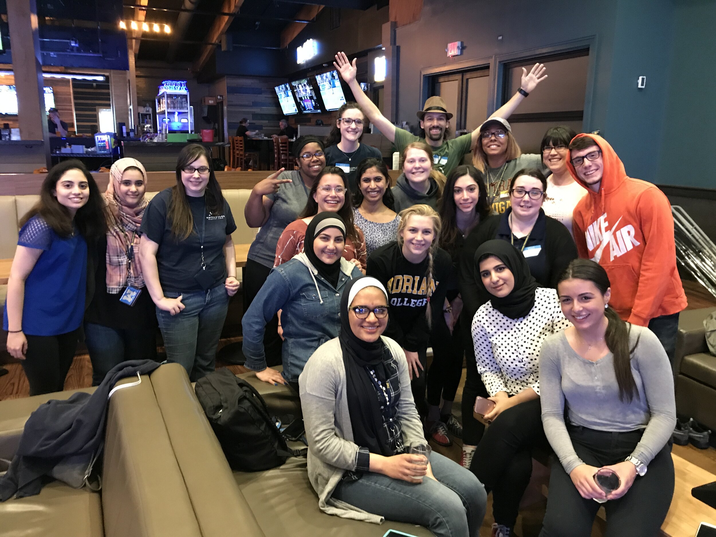  Students pose for a group photo after a night of bowling 