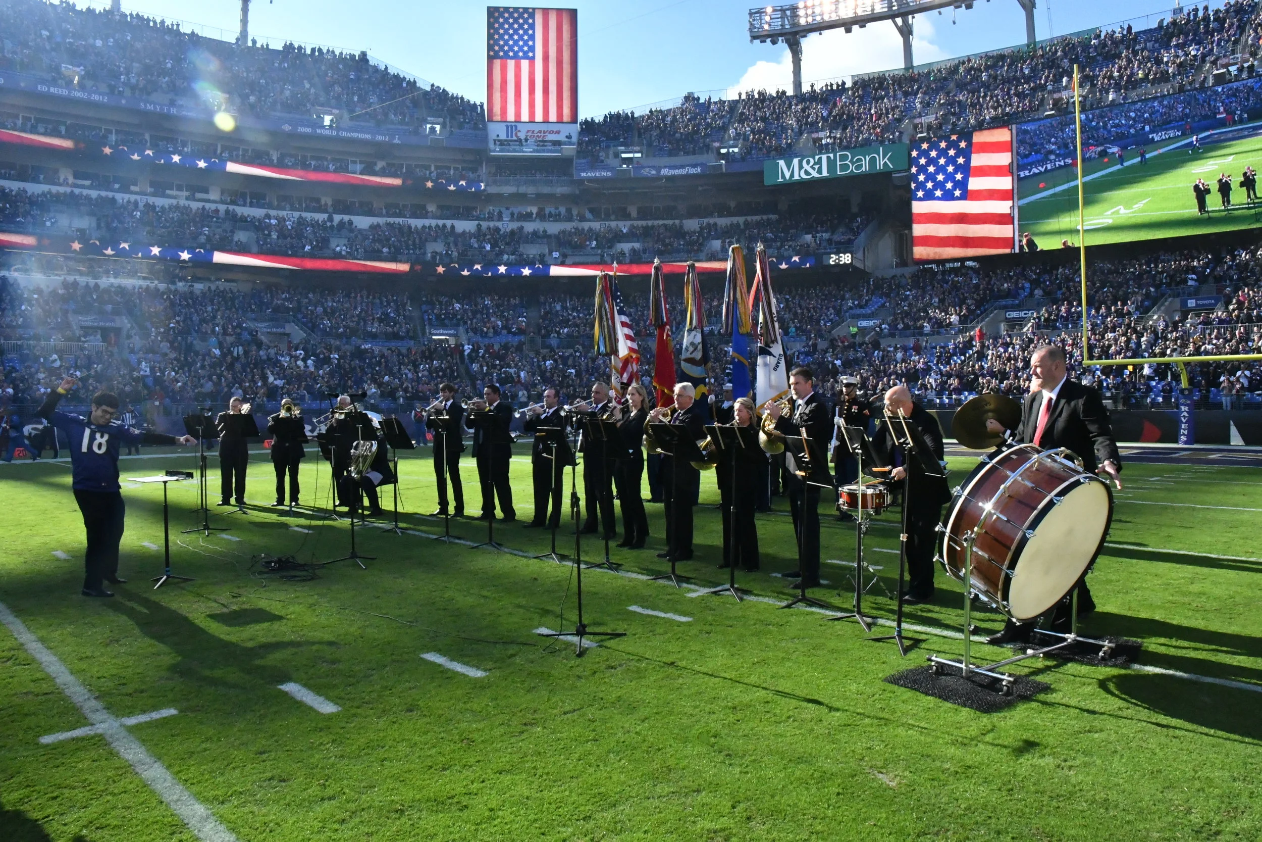 BSO musicians perform the national anthem at M&amp;T Bank Stadium before a Baltimore Ravens game