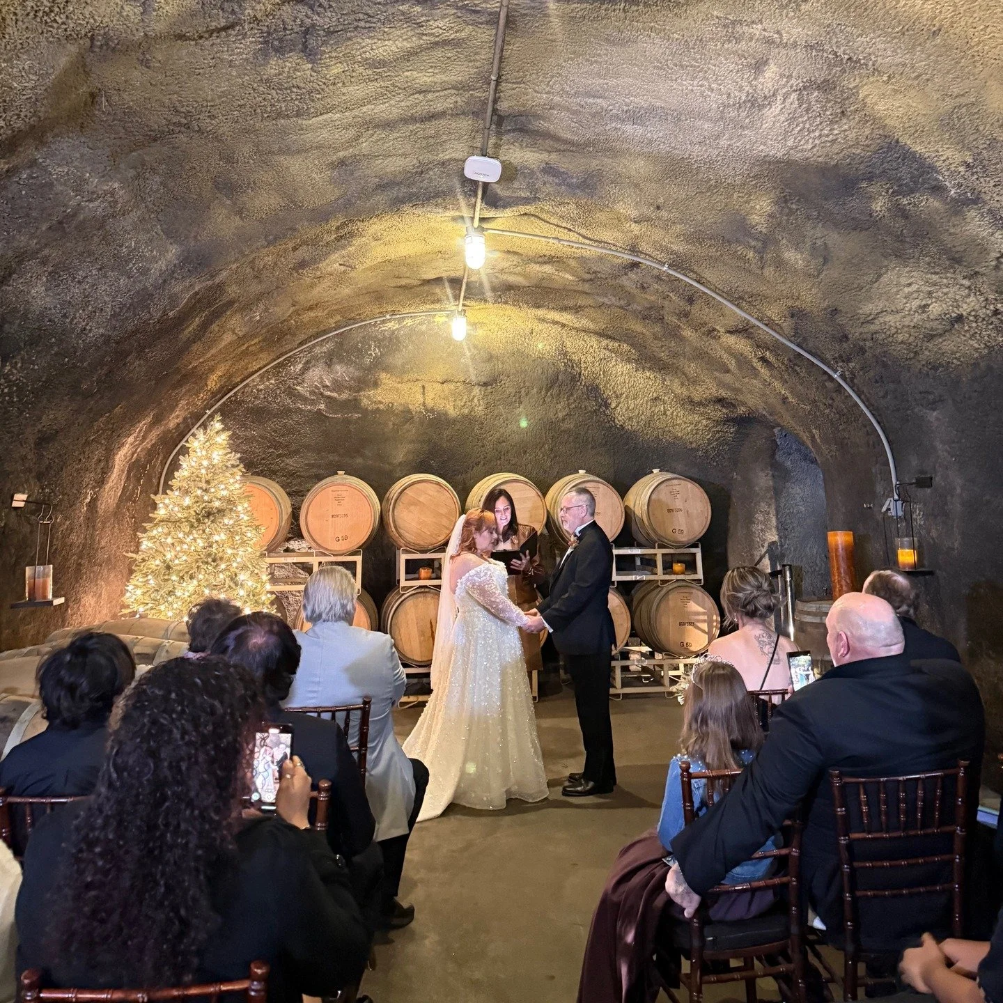 Let's have Stevi marry us in a wine cave with a Christmassy vibe! Hark the Herald! #napaofficiant #napaweddingofficiant #sonomaofficiant #sonomaweddingofficiant #sonomaminister #napaminister #winecavewedding #napawedding