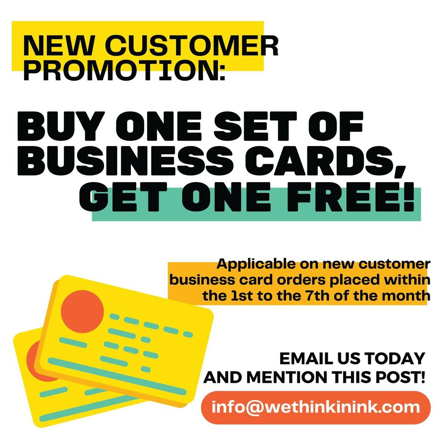 Double your professional presence! 🌟 From the 1st-7th of June, new customers can grab this deal: buy one set of business cards, get another set FREE! Don't miss out - order now!