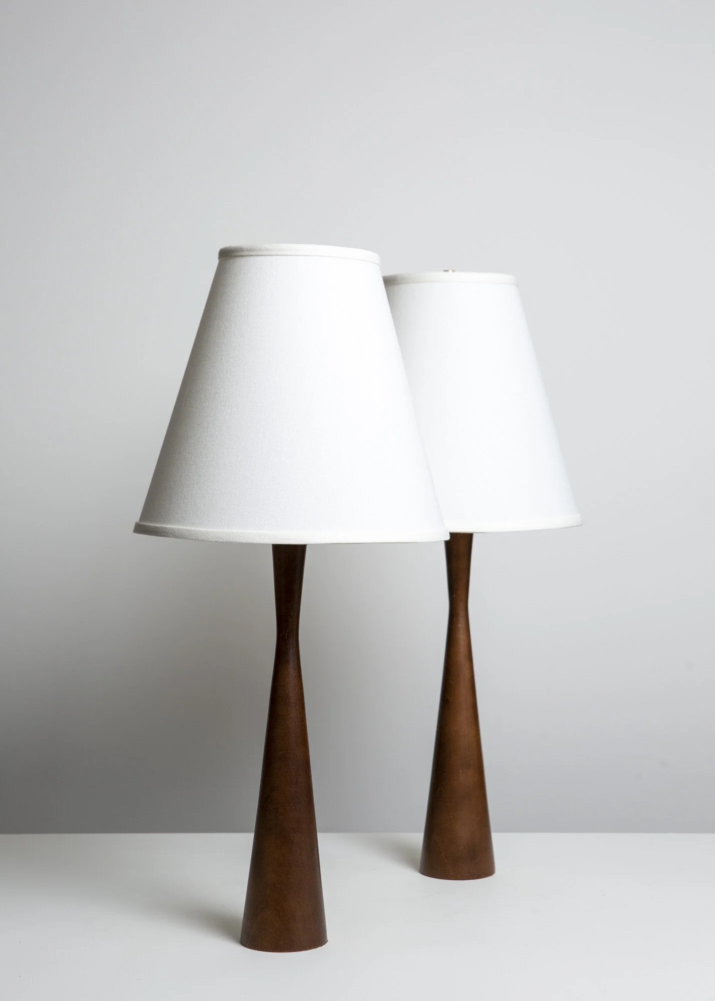 Pair of Scandinavian walnut table lamps&nbsp;