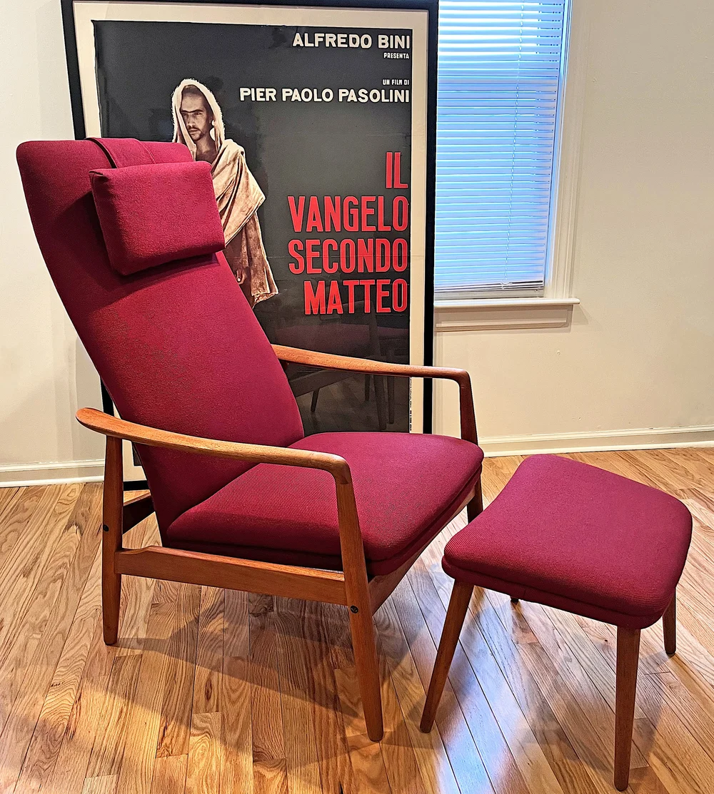 Danish Modern Søren Ladefoged Reclining Teak Lounge Chair and Ottoman —  Lampadada - Main Image