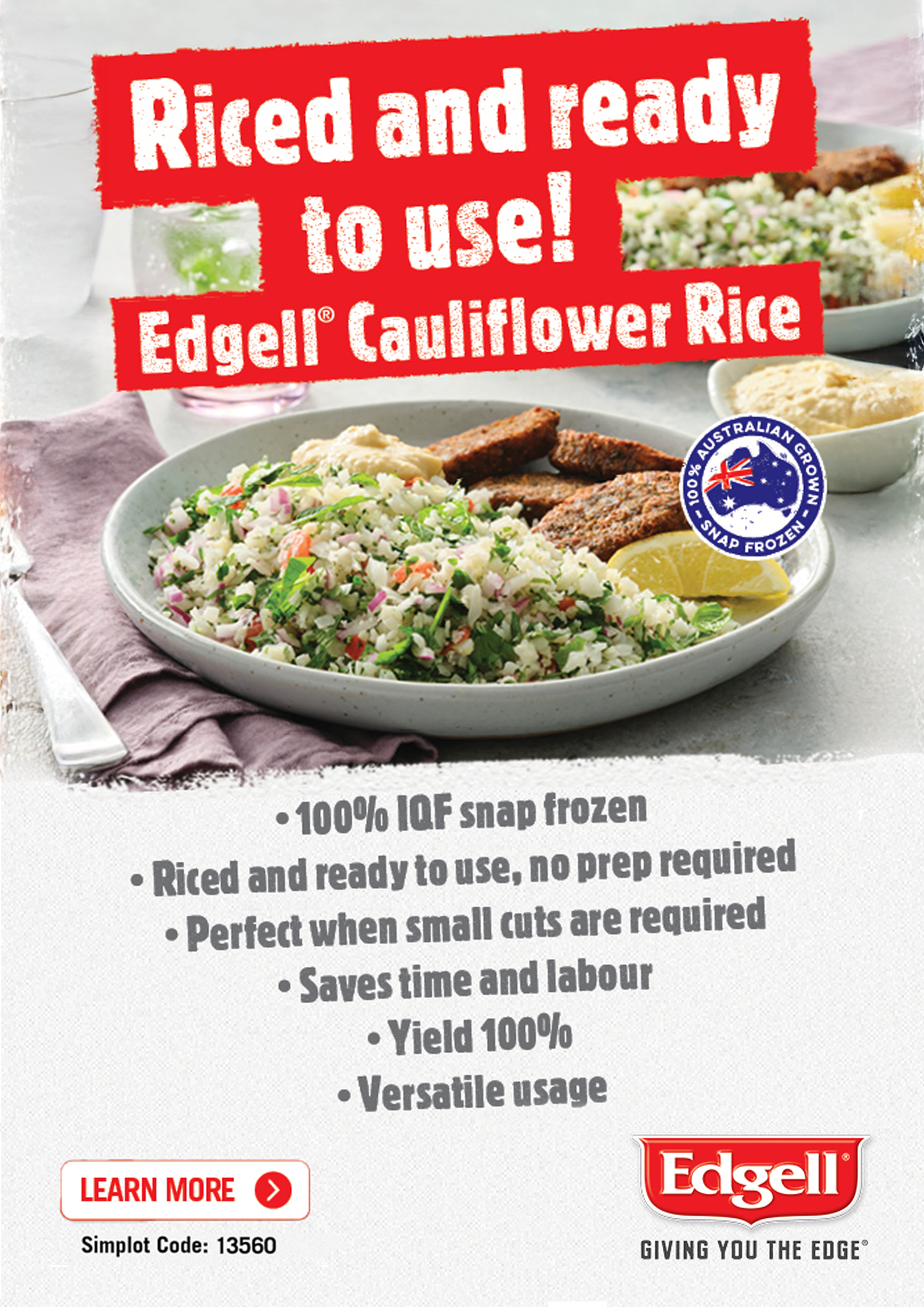 Edgell Simplot Cauliflower Rice, ready to use
