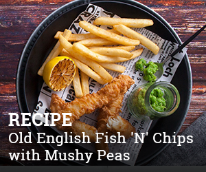 Old English Fish N Chips with Mushy Peas