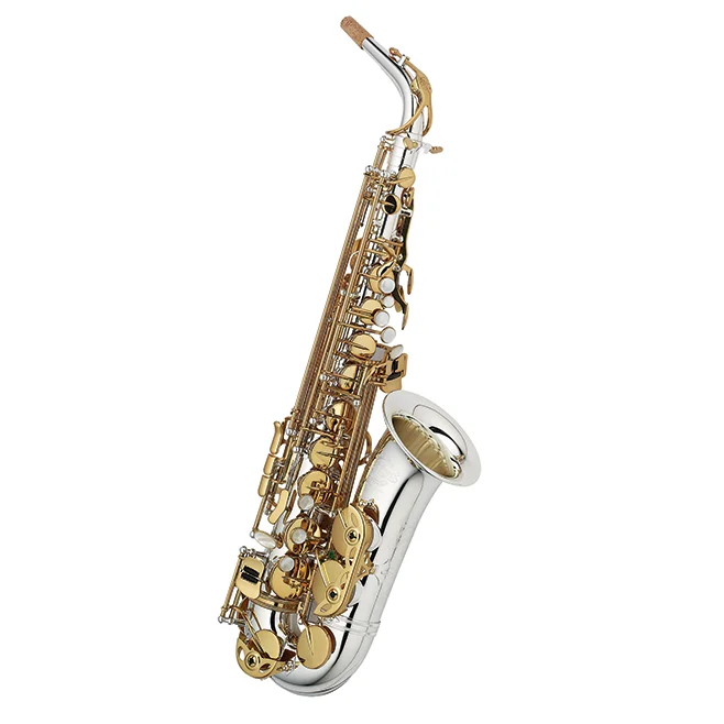 Professional Alto Brass in Polished Silver Plated with Gold Lacquer Key