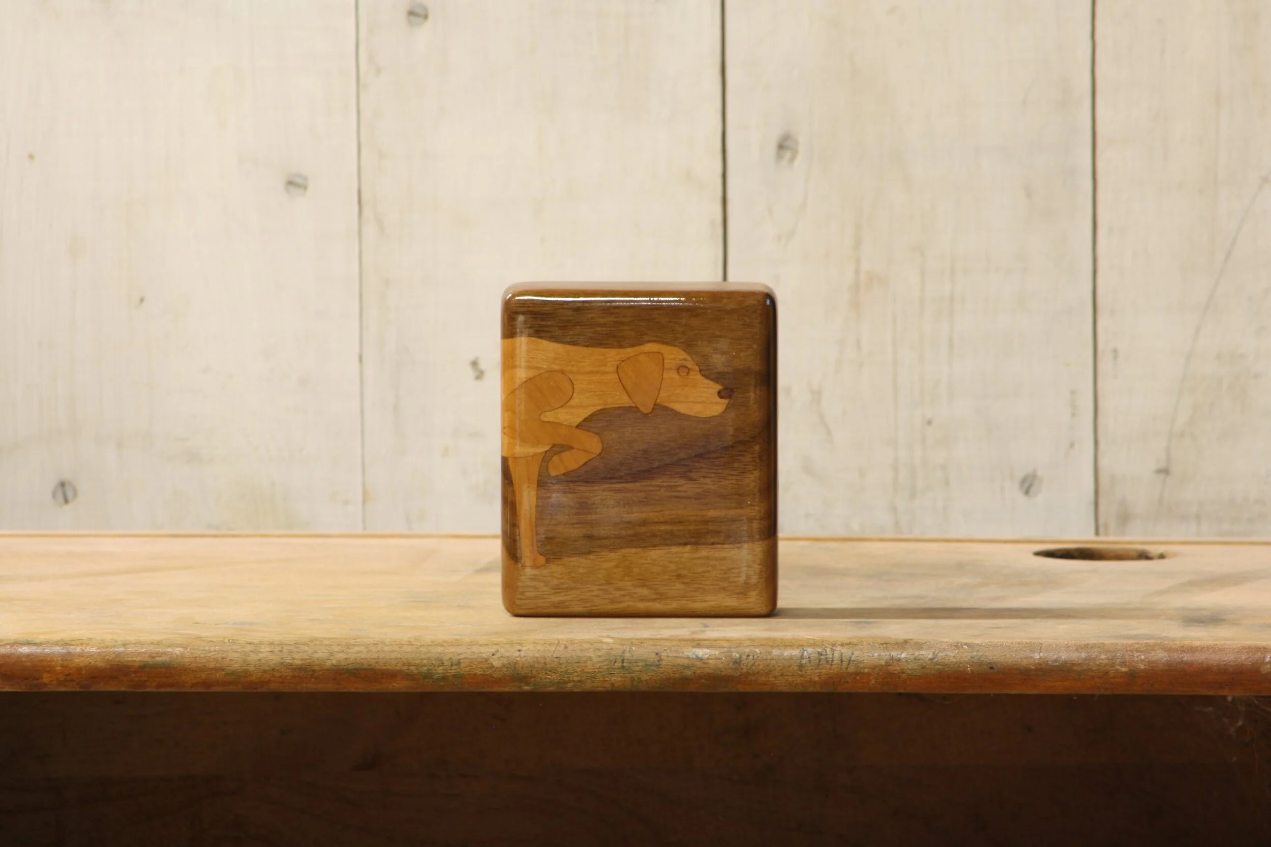 Black Walnut Fly Box with Cherry Pointing Dog Inlay