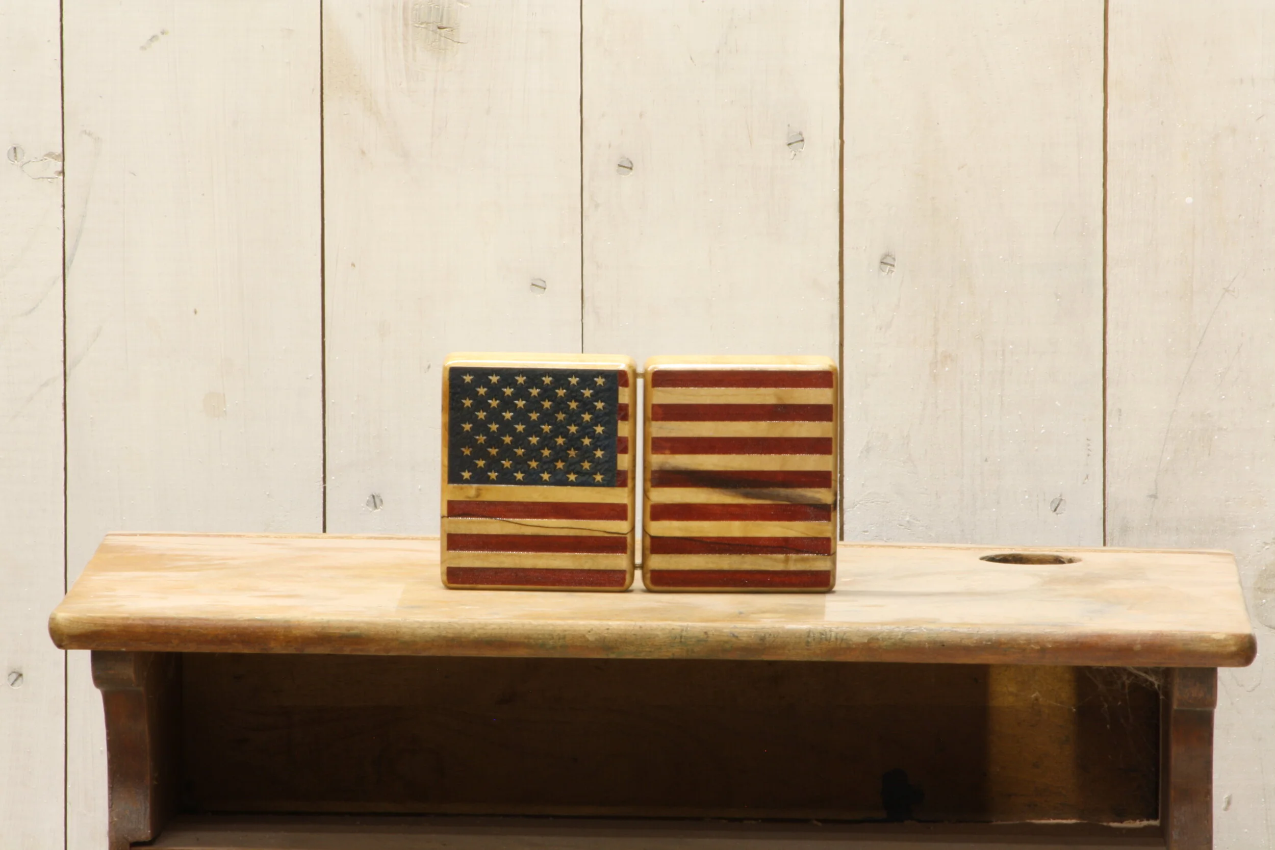 U.S. Flag Engraved into Burled Maple