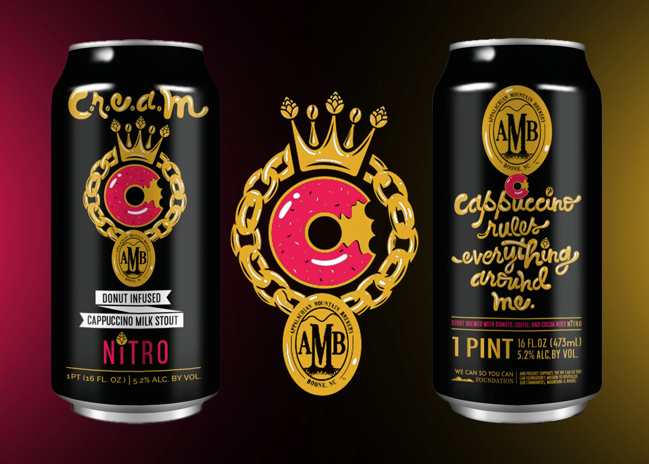 C.R.E.A.M. Nitro Milk Stout (Cappuccino Rules Everything Around Me) Appalachian Mountain BreweryThis is one of the first beers labels I briefed and managed after moving onto the brand. The beer is brewed with donuts so I knew that we wanted to featu…