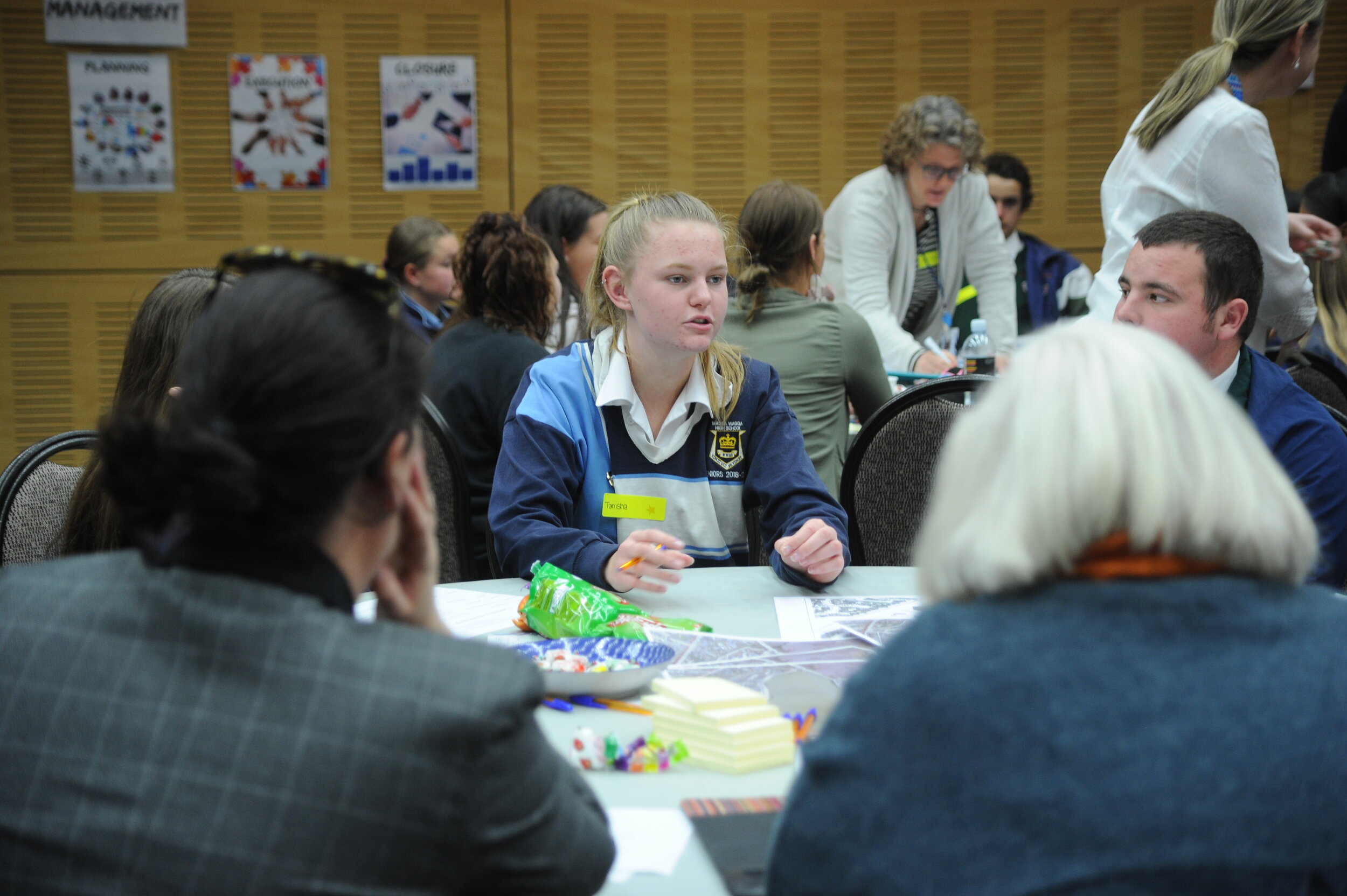 SHARING IDEAS: Wagga High School's Tanisha Melmoth brainstorms ideas at a youth forum.