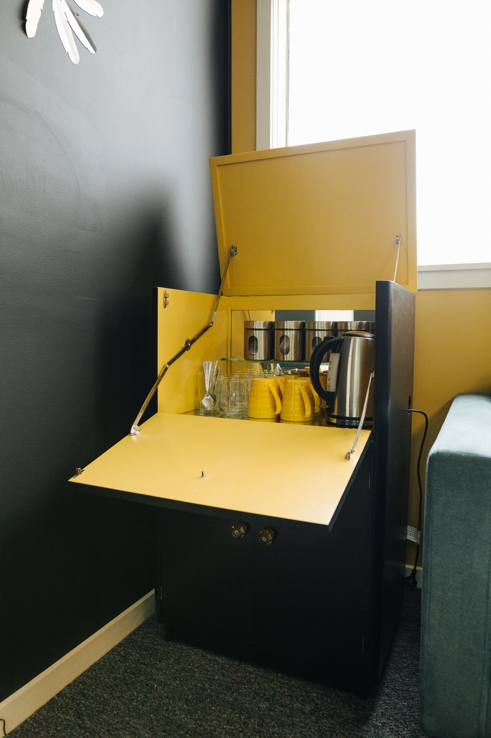 Free tea and coffee.