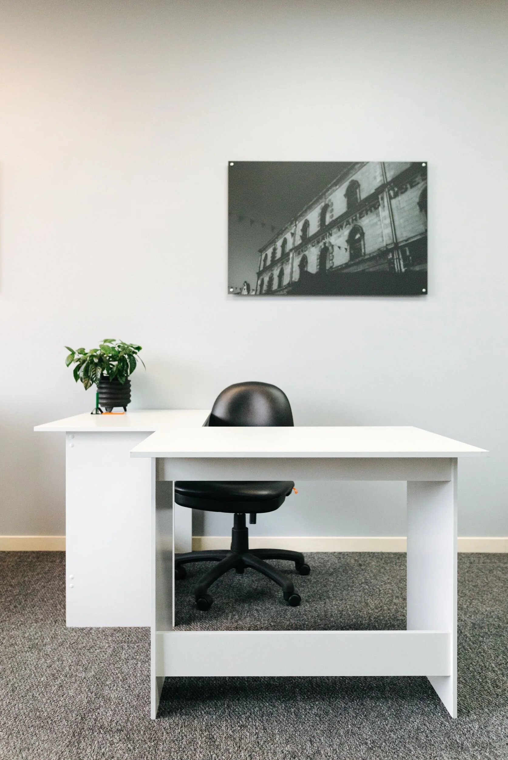 Corner desk space in the Workroom