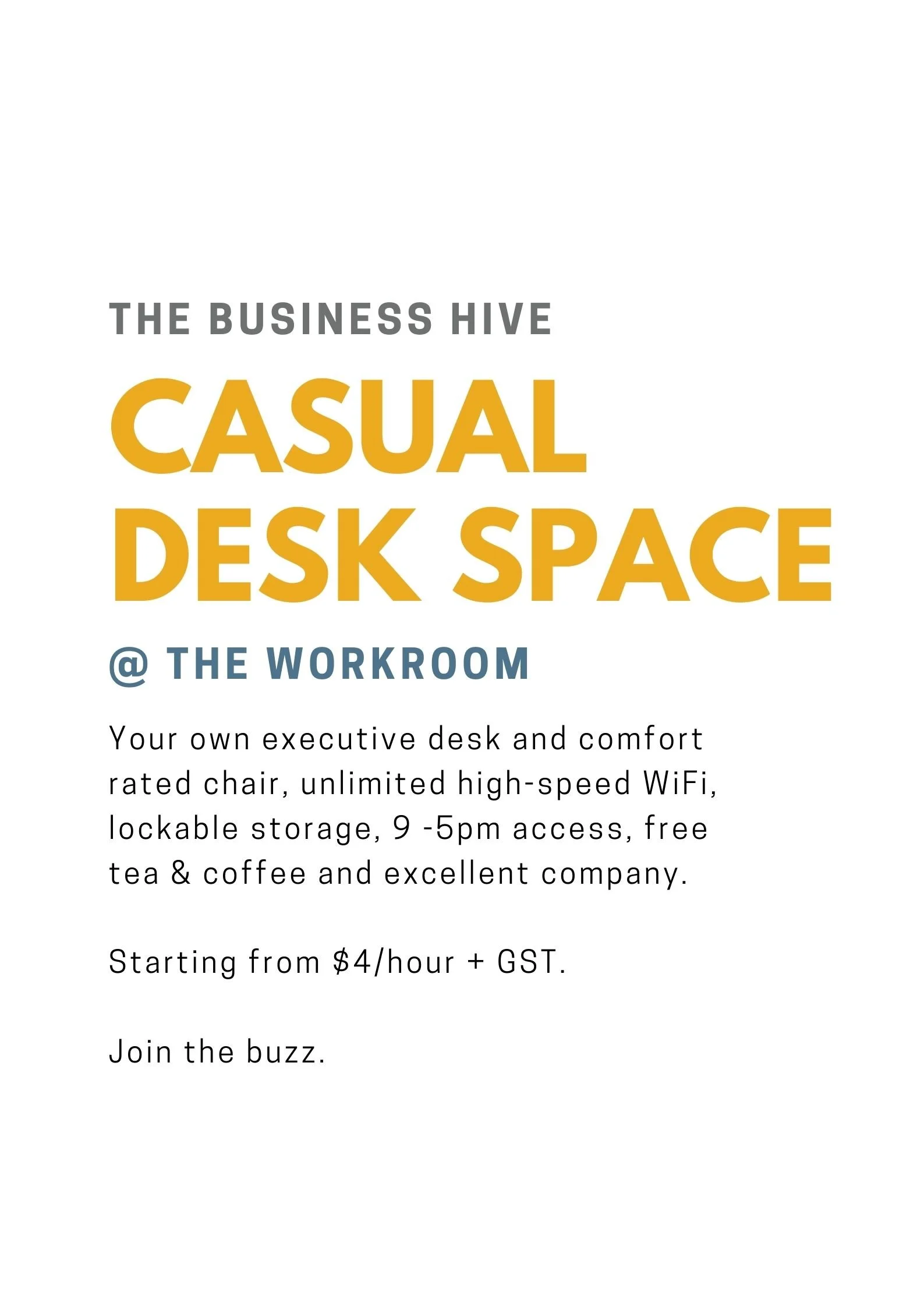 <p>Casual Desk Space for Hire</p>The Workroom @ The Business Hive