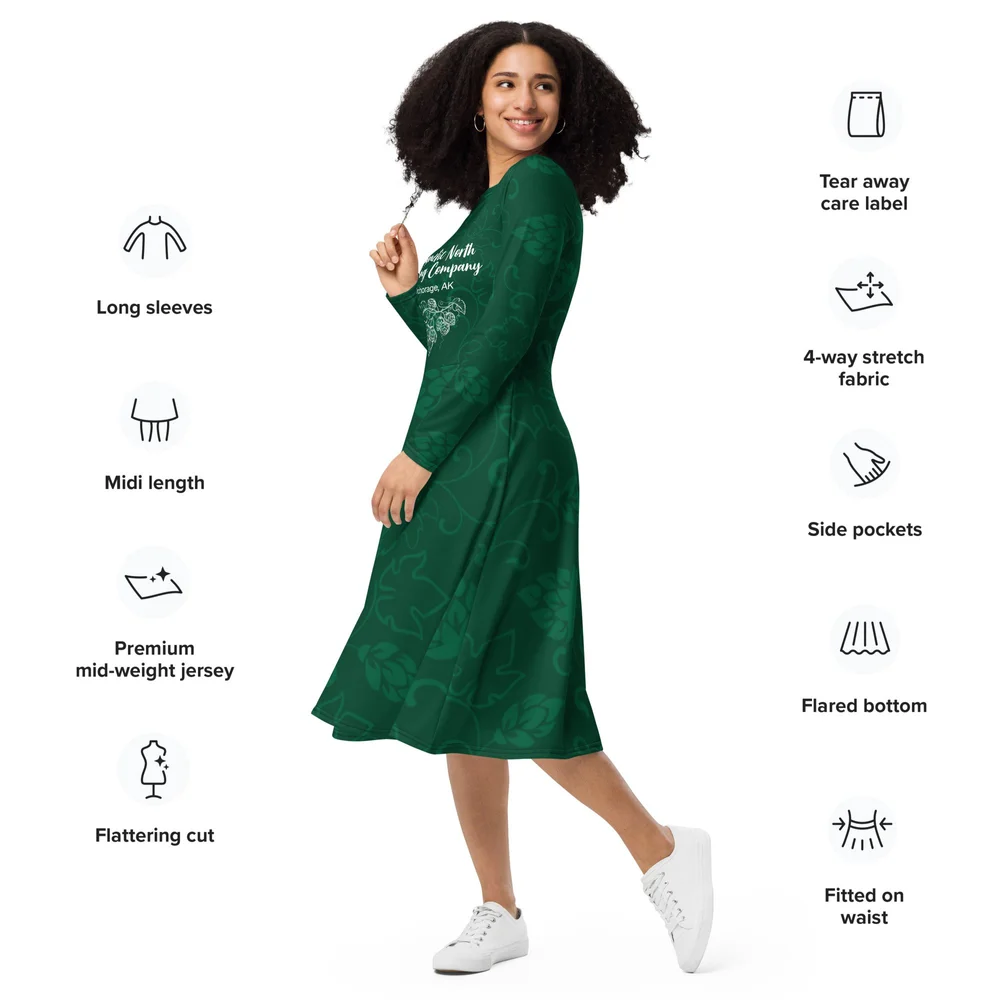 Hop Vine Long Sleeve Dress  Magnetic North Brewing Co