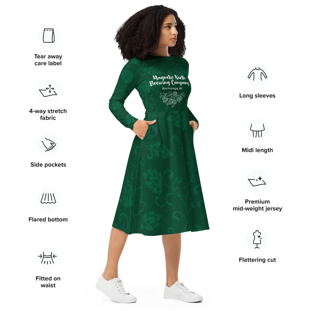 Hop Vine Long Sleeve Dress  Magnetic North Brewing Co