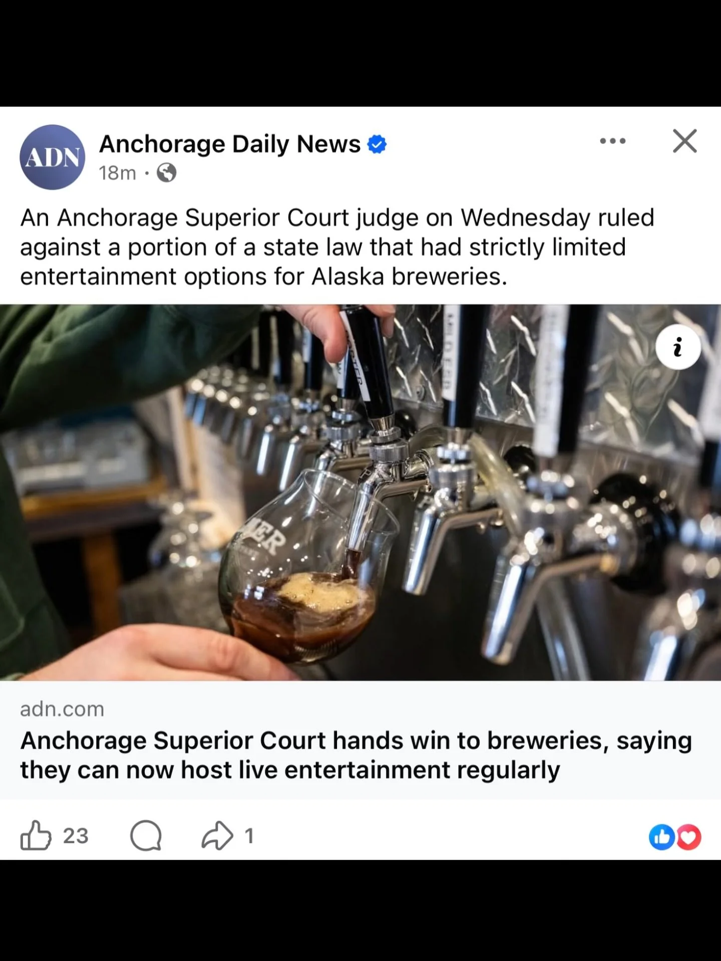 Big win yesterday! Maybe now we can start running a business like the rest of the country. Celebrate in the taproom from 4-9 today