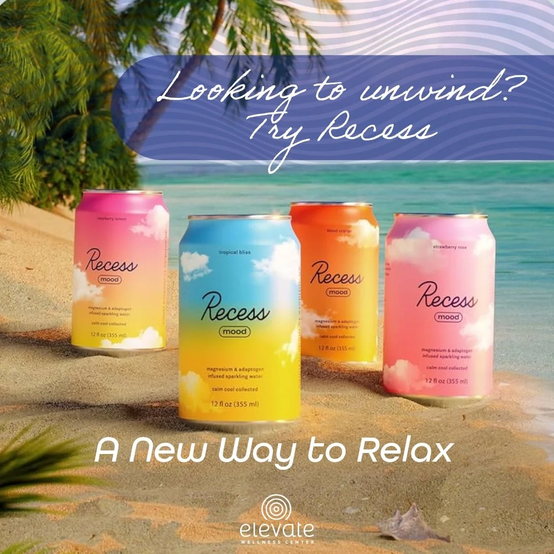 Need to unwind?

Try Recess, the newest addition to Elevate's wellness offerings!

Recess uses adaptogens and magnesium to achieve and maintain balance throughout the brain and body, helping your body fully relax.