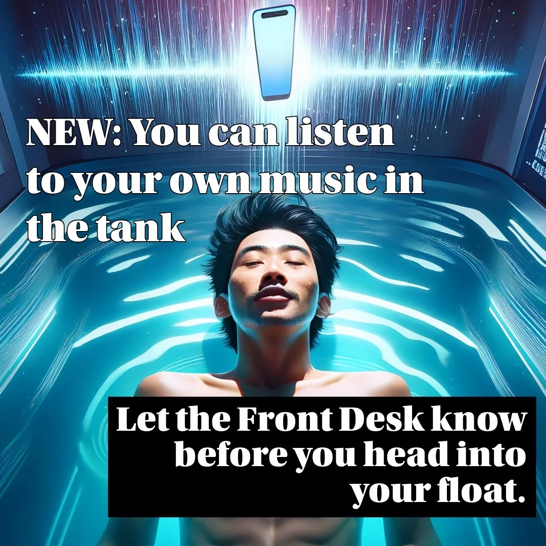 New at Elevate: Float to Your Own Soundtrack!

Now you can listen to your own music during your float session! 🎶 Simply let the front desk know and connect your device via USB-C or Lightning cable right inside the float tank.

💡 Pro Tips for the Be