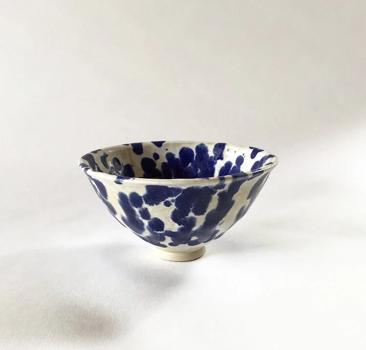 Blue Dotted Summer Tea Bowl #1246